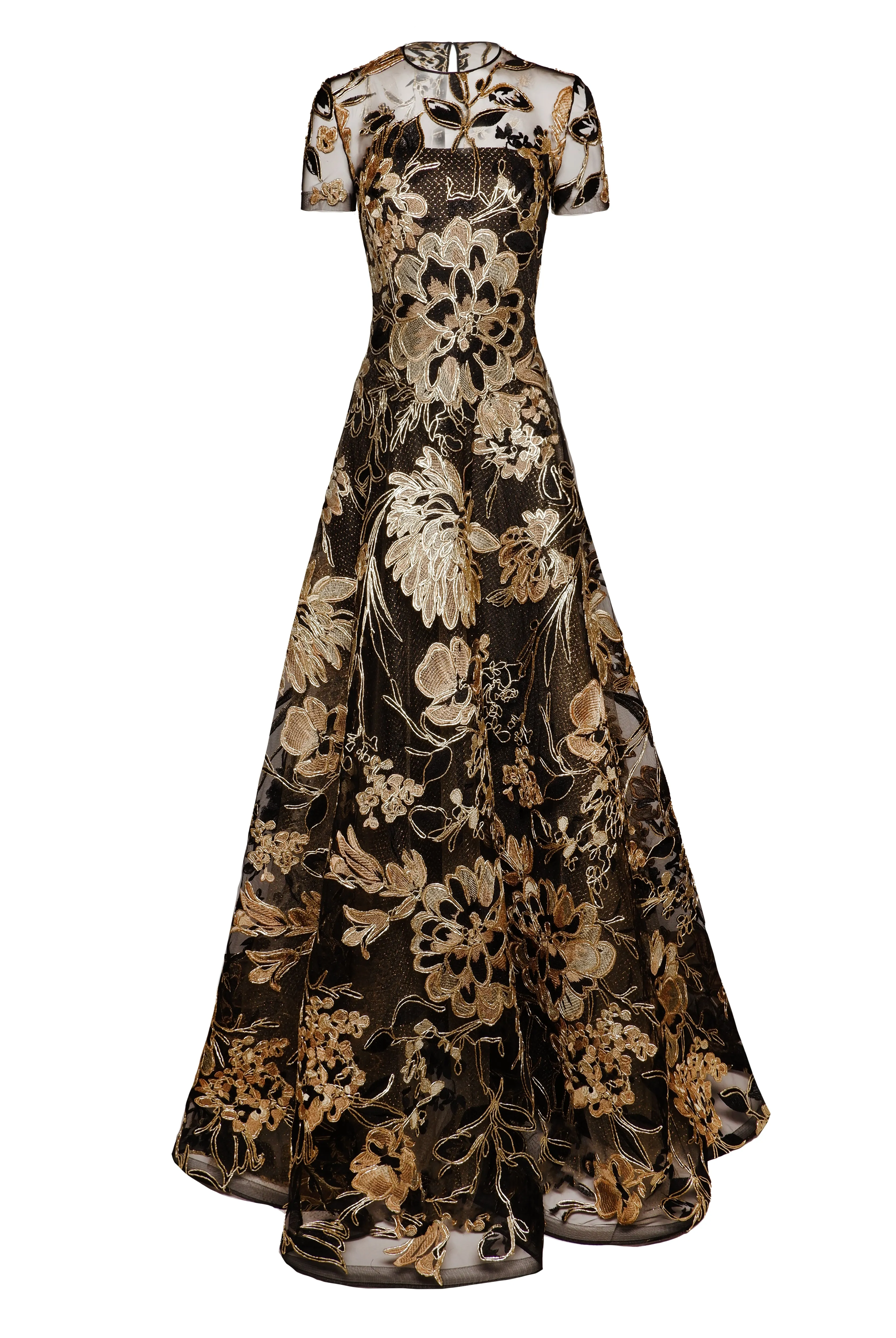 METALLIC RAFFIA JEWEL NECK SHORT SLEEVE GOWN sold by Naeem Khan product image thumbnail 2