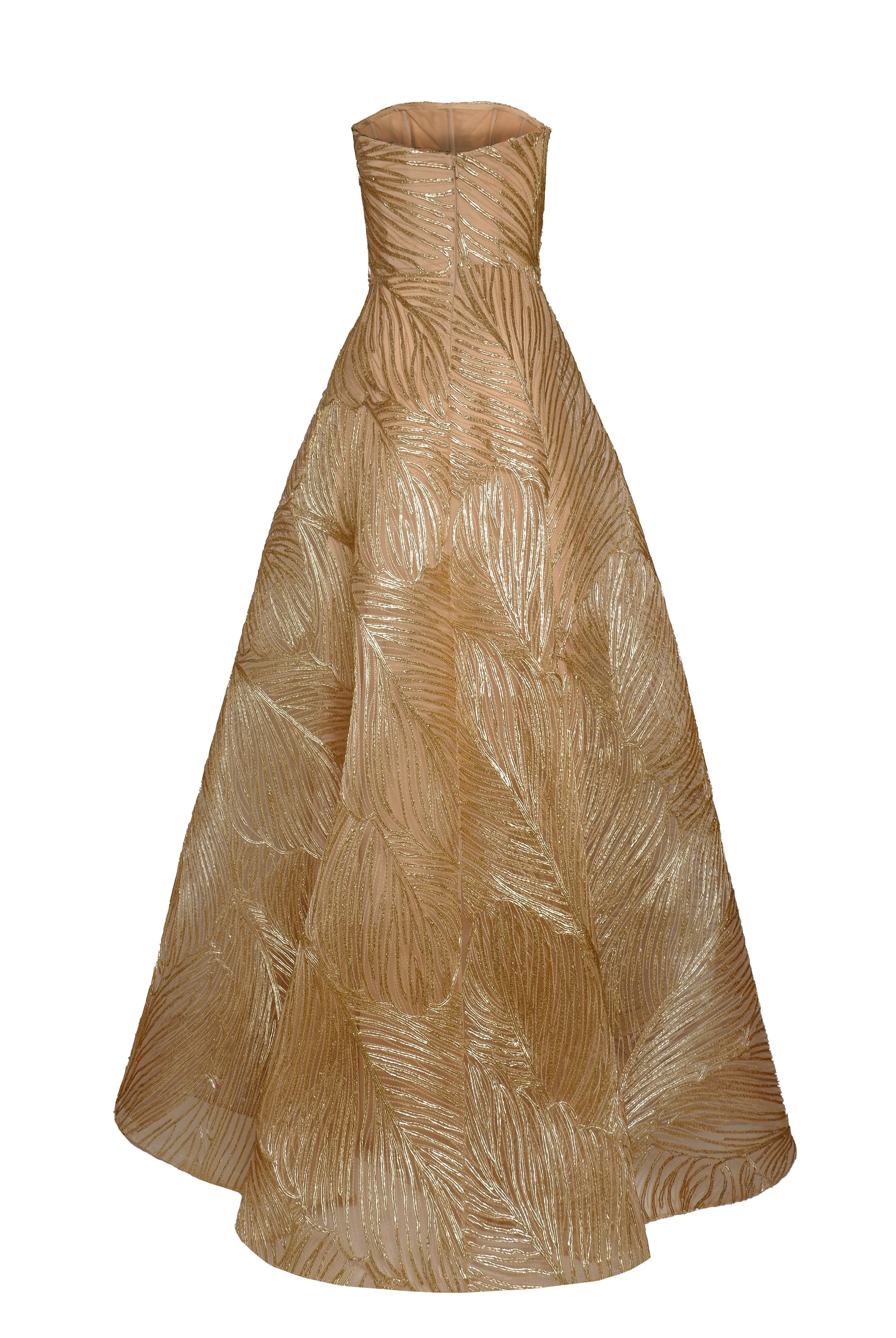 METALLIC RAFFIA STRAPLESS FULL SKIRT GOWN sold by Naeem Khan product image thumbnail 3