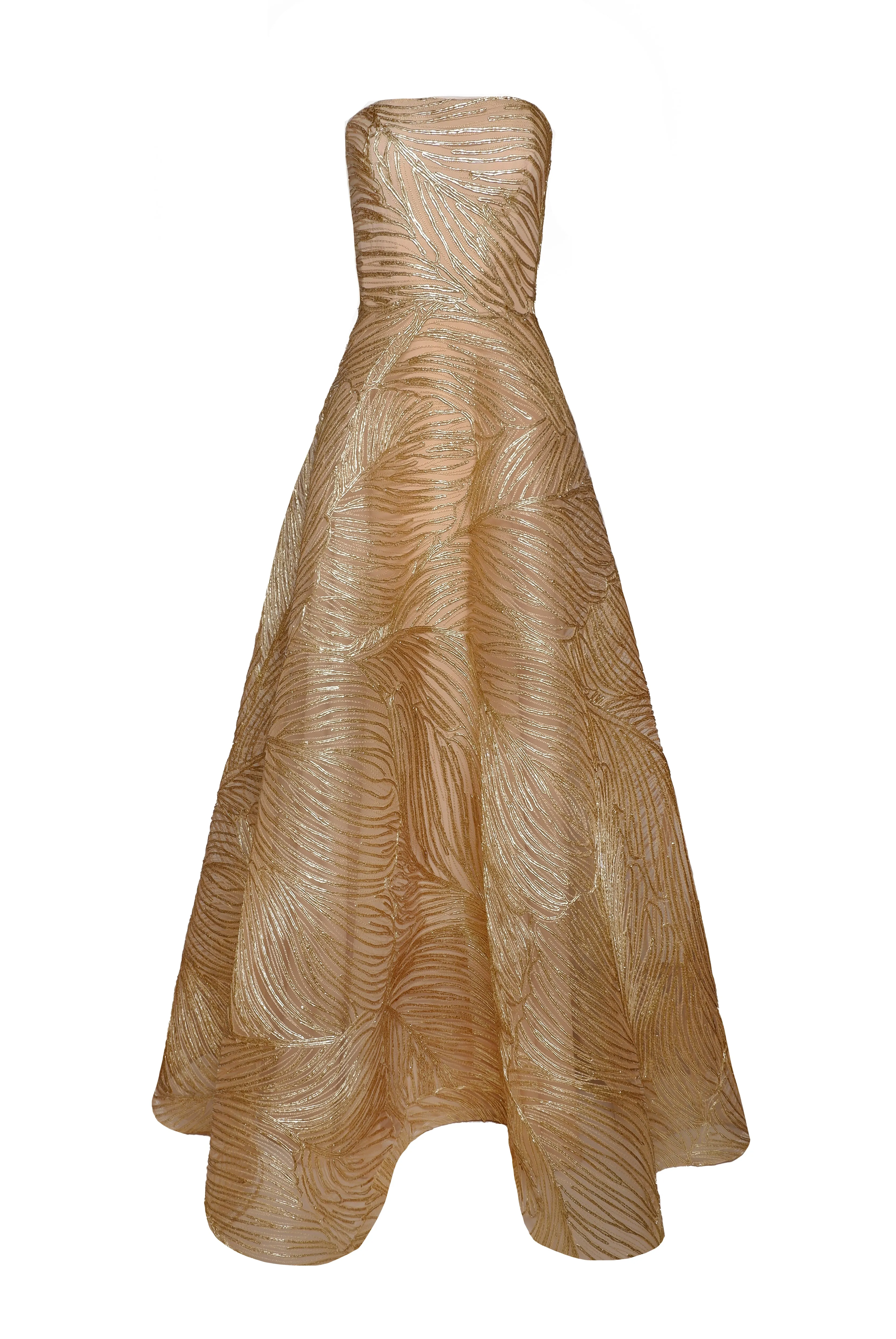 METALLIC RAFFIA STRAPLESS FULL SKIRT GOWN sold by Naeem Khan product image thumbnail 2