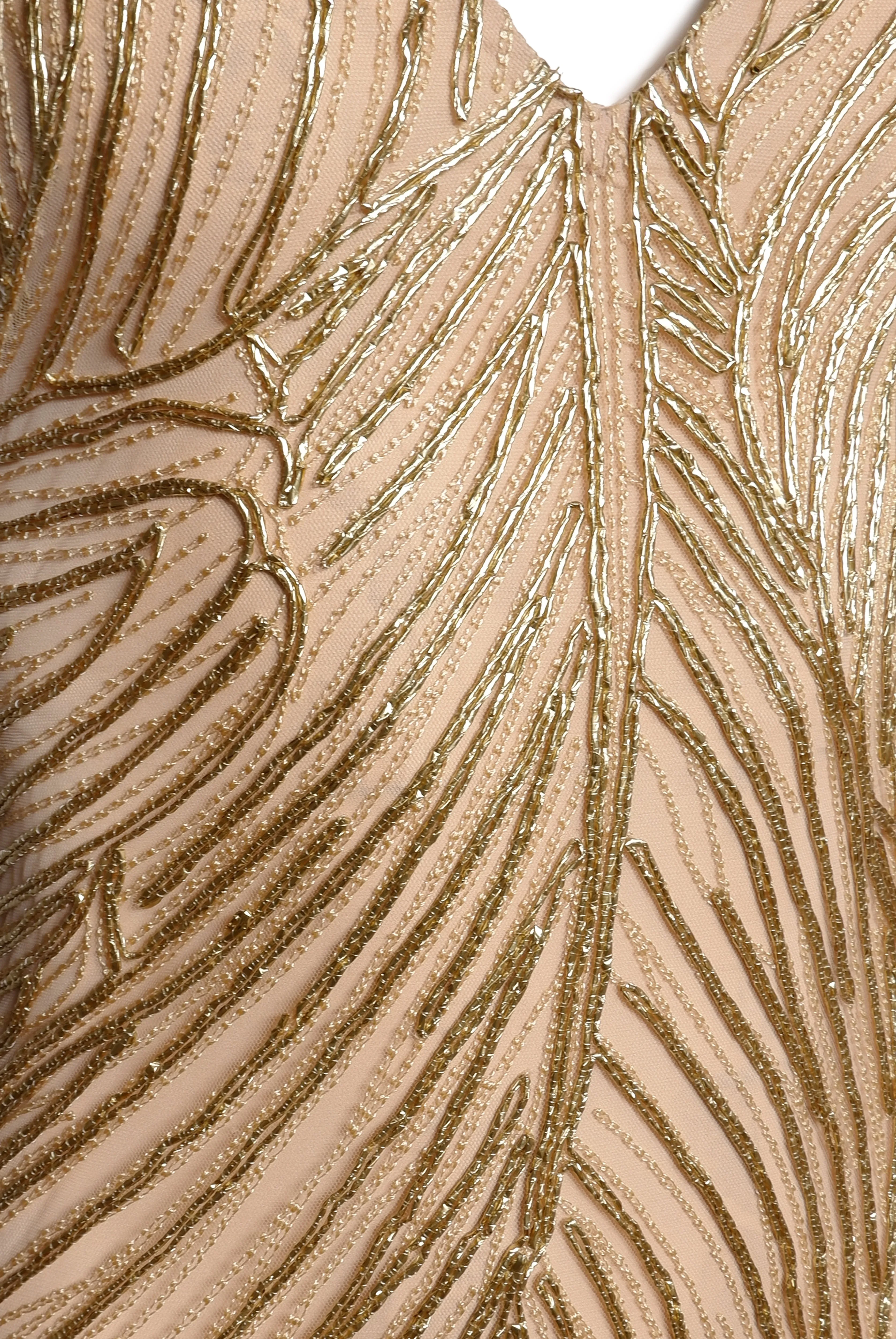 METALLIC RAFFIA V-NECK FIT AND FLARE GOWN sold by Naeem Khan product image thumbnail 3