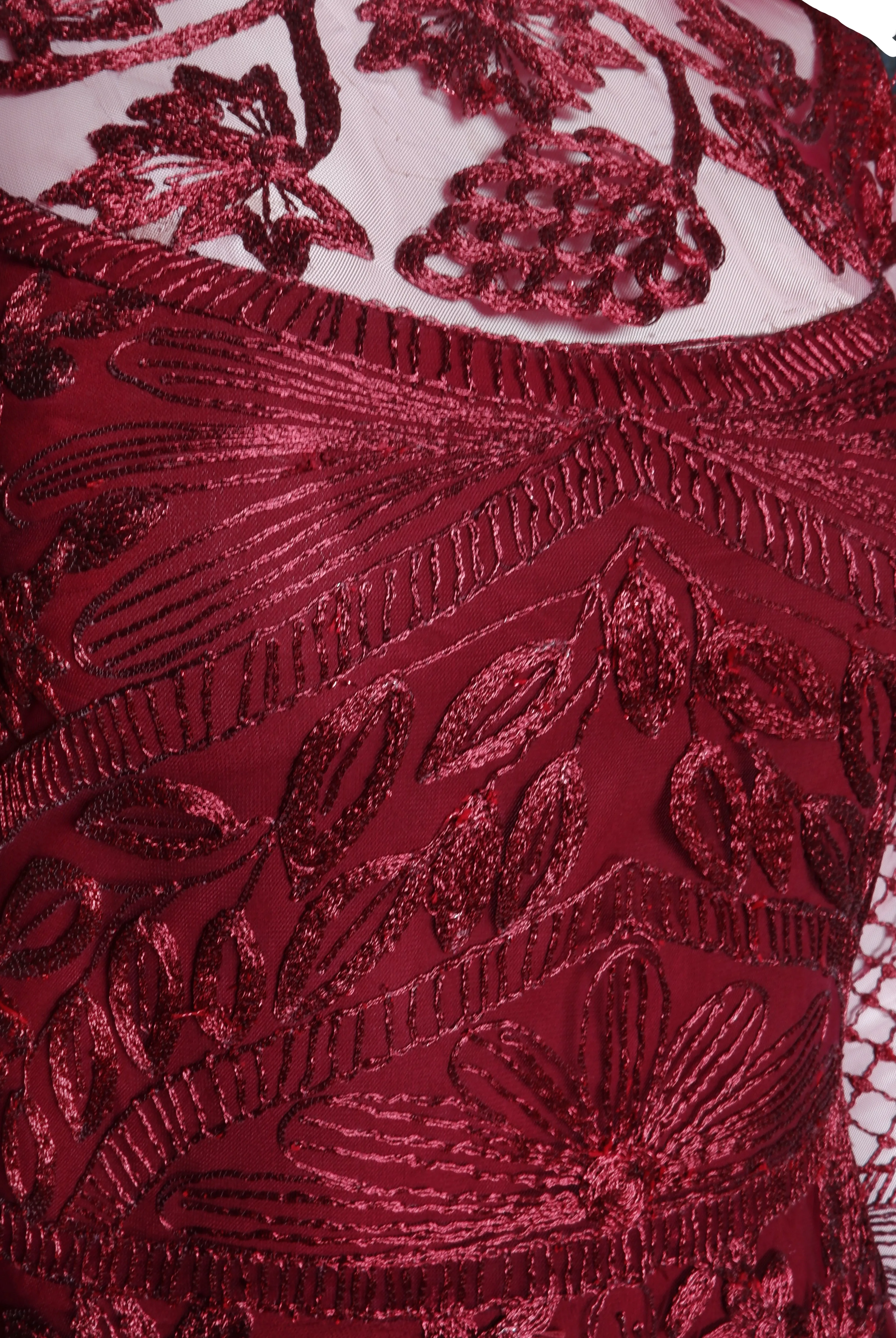 METALLIC THREADWORK JEWEL NECK LONG SLEEVE GOWN sold by Naeem Khan product image thumbnail 4