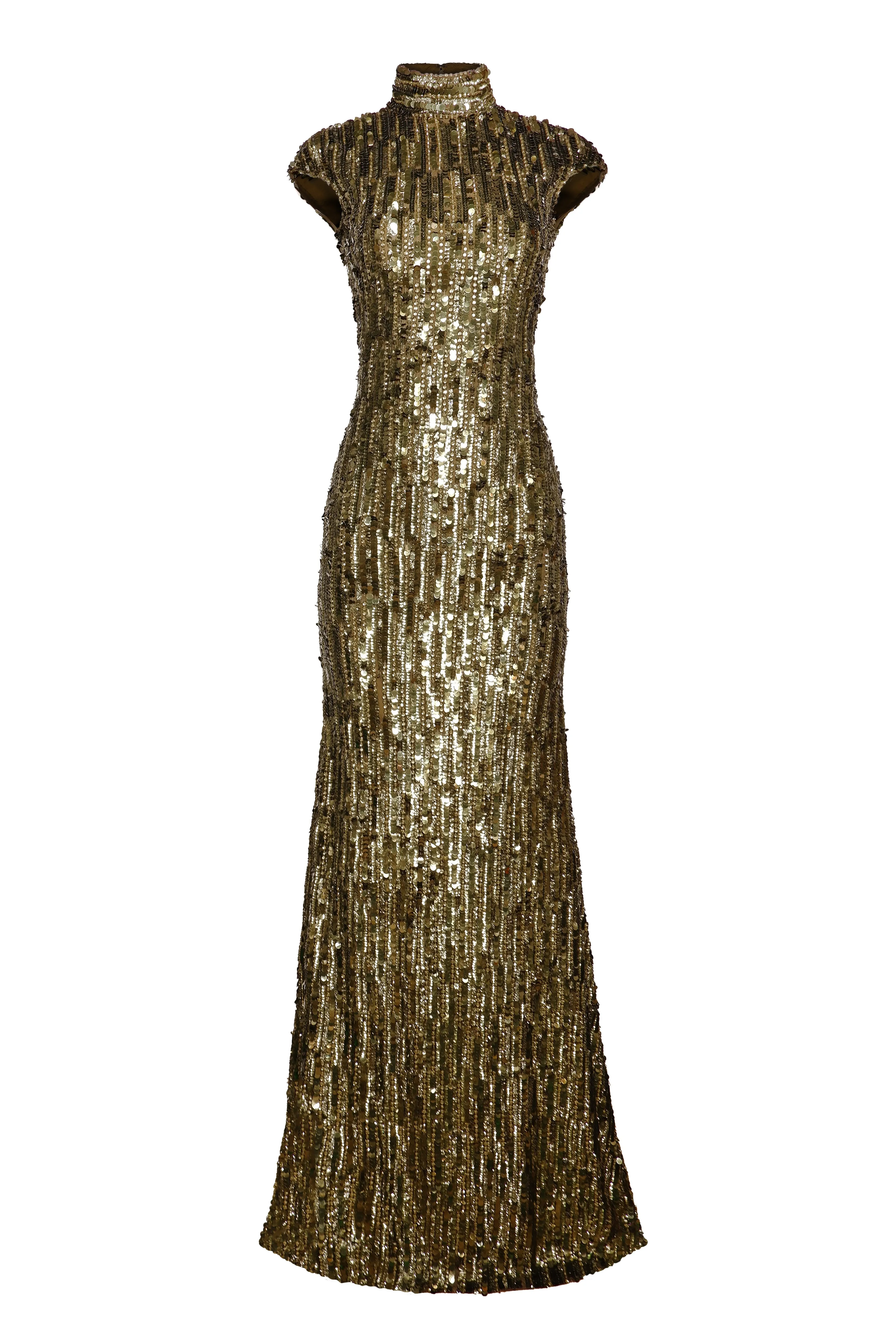 EMBROIDERED MOCK NECK CAP SLEEVE FIT-AND-FLARE GOWN sold by Naeem Khan product image thumbnail 2