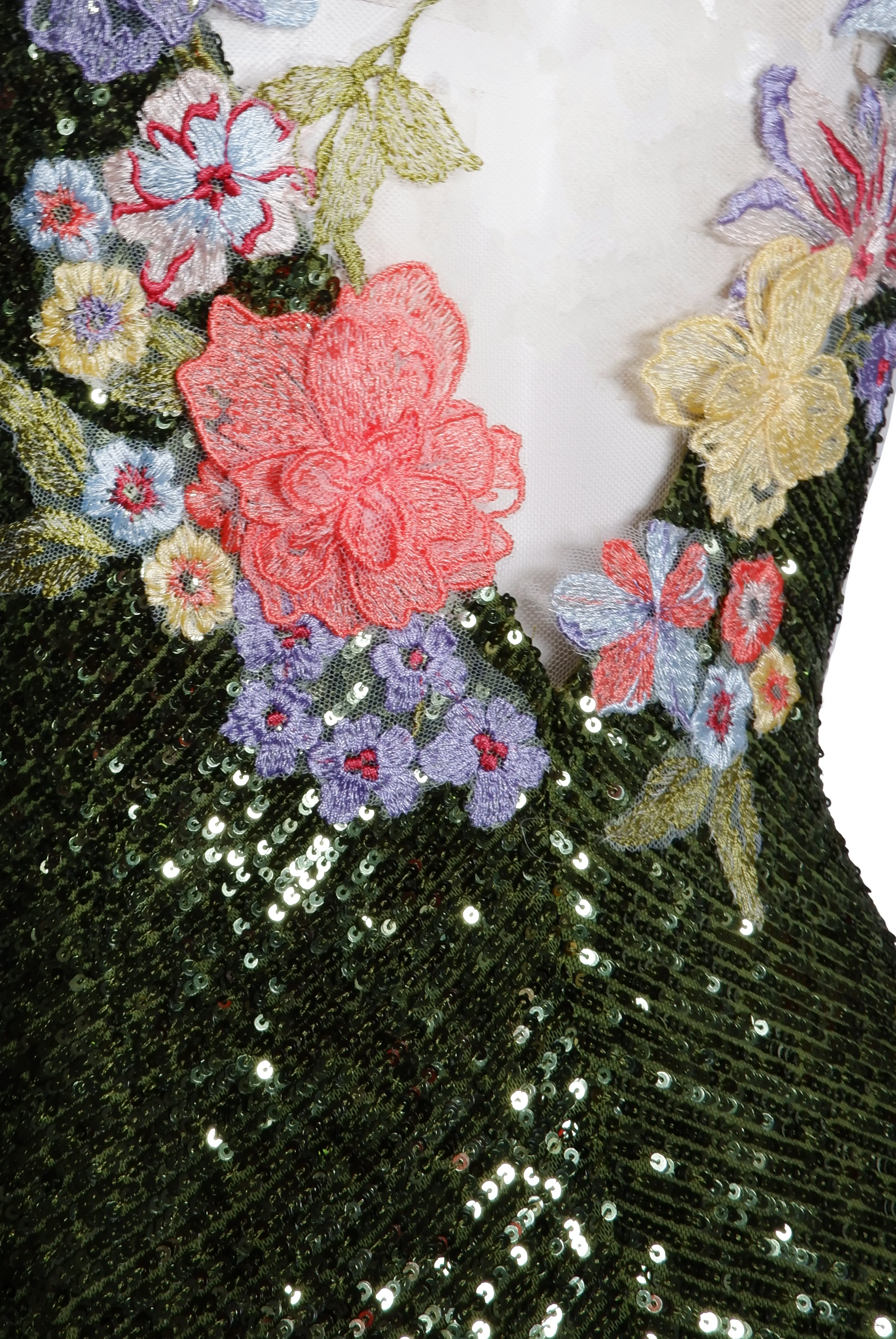 V-NECK STRETCH SEQUIN FIT-AND-FLARE GOWN sold by Naeem Khan product image thumbnail 3