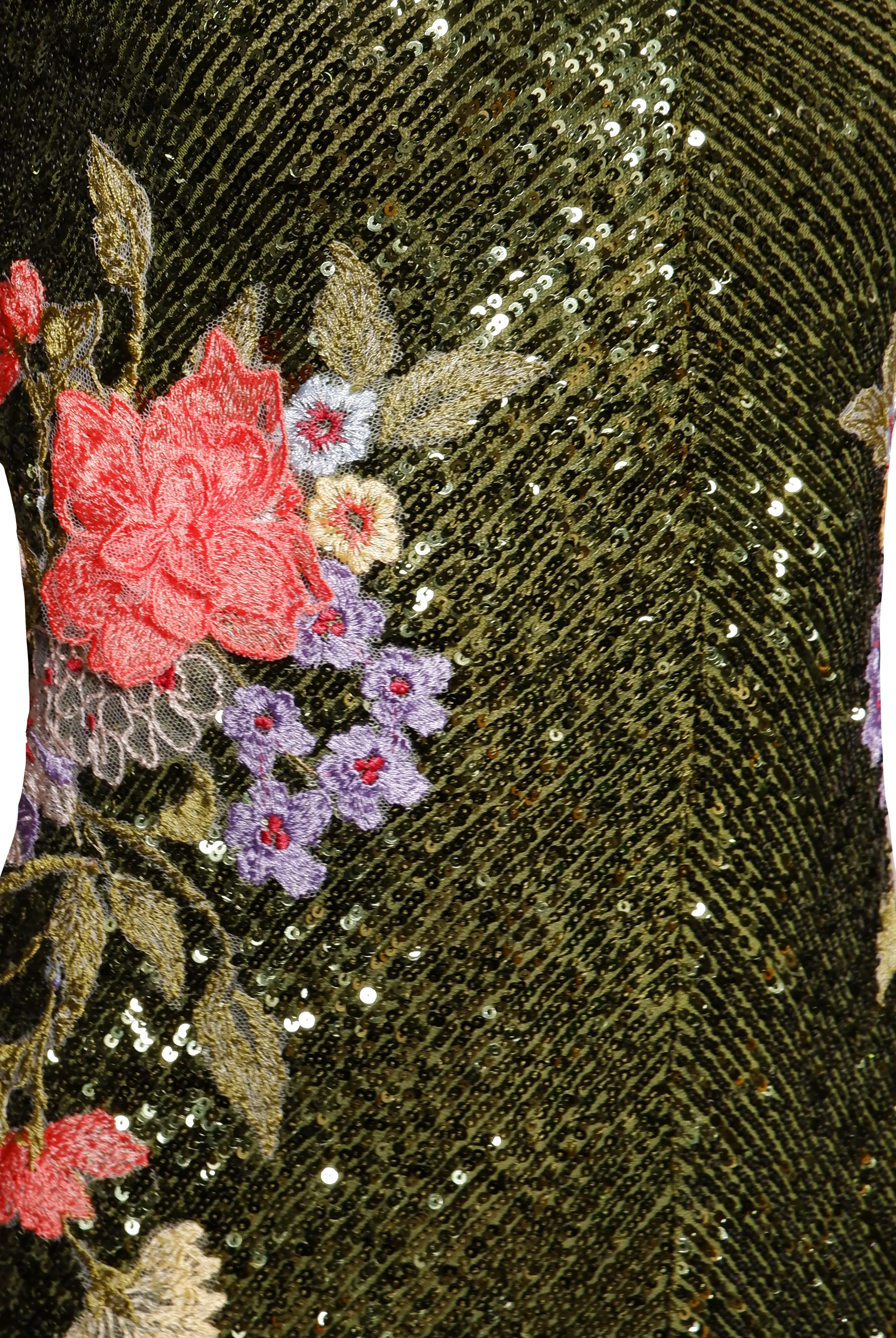 JEWEL NECK STRETCH SEQUIN TEA-LENGTH DRESS sold by Naeem Khan product image thumbnail 3