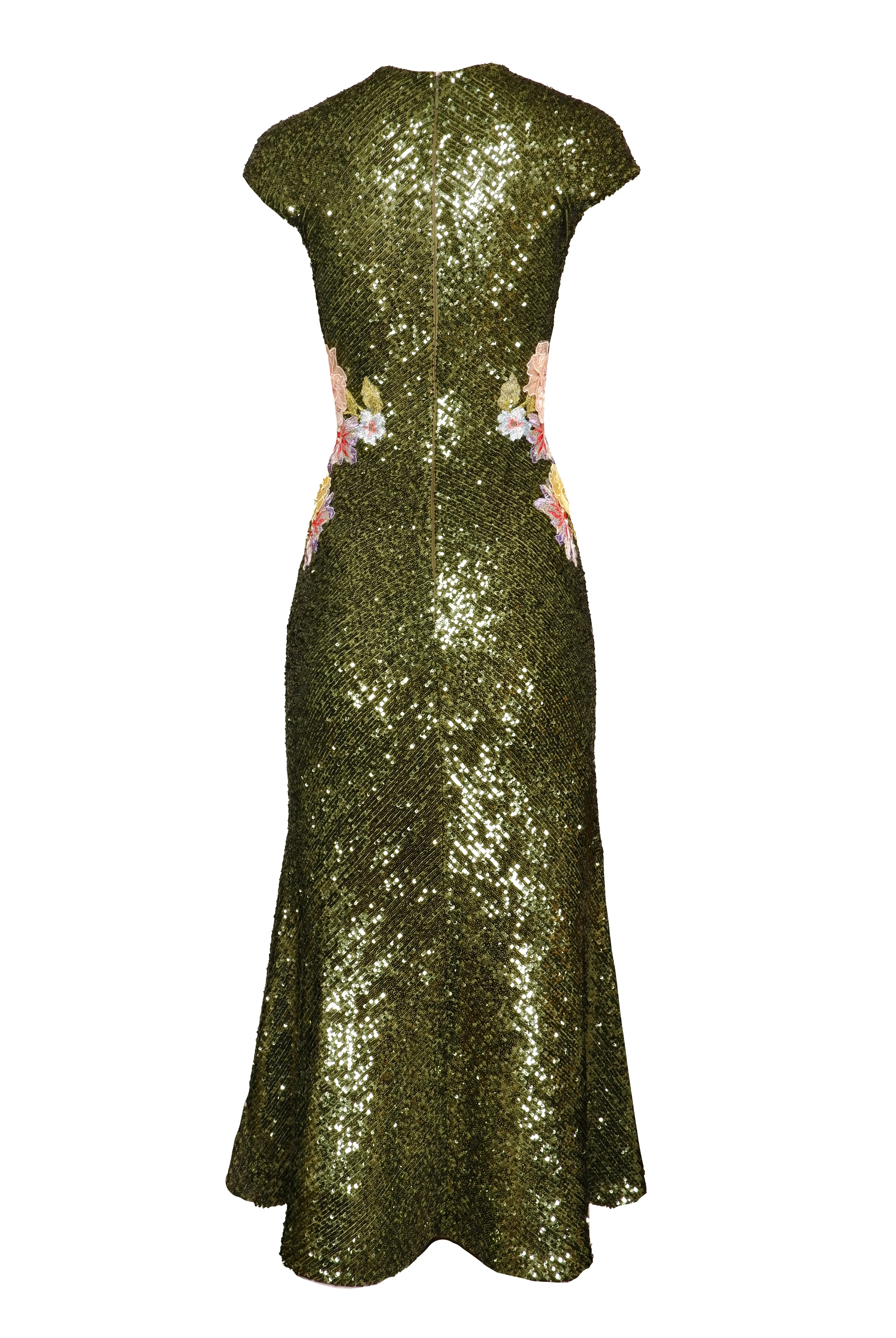 JEWEL NECK STRETCH SEQUIN TEA-LENGTH DRESS sold by Naeem Khan product image thumbnail 2