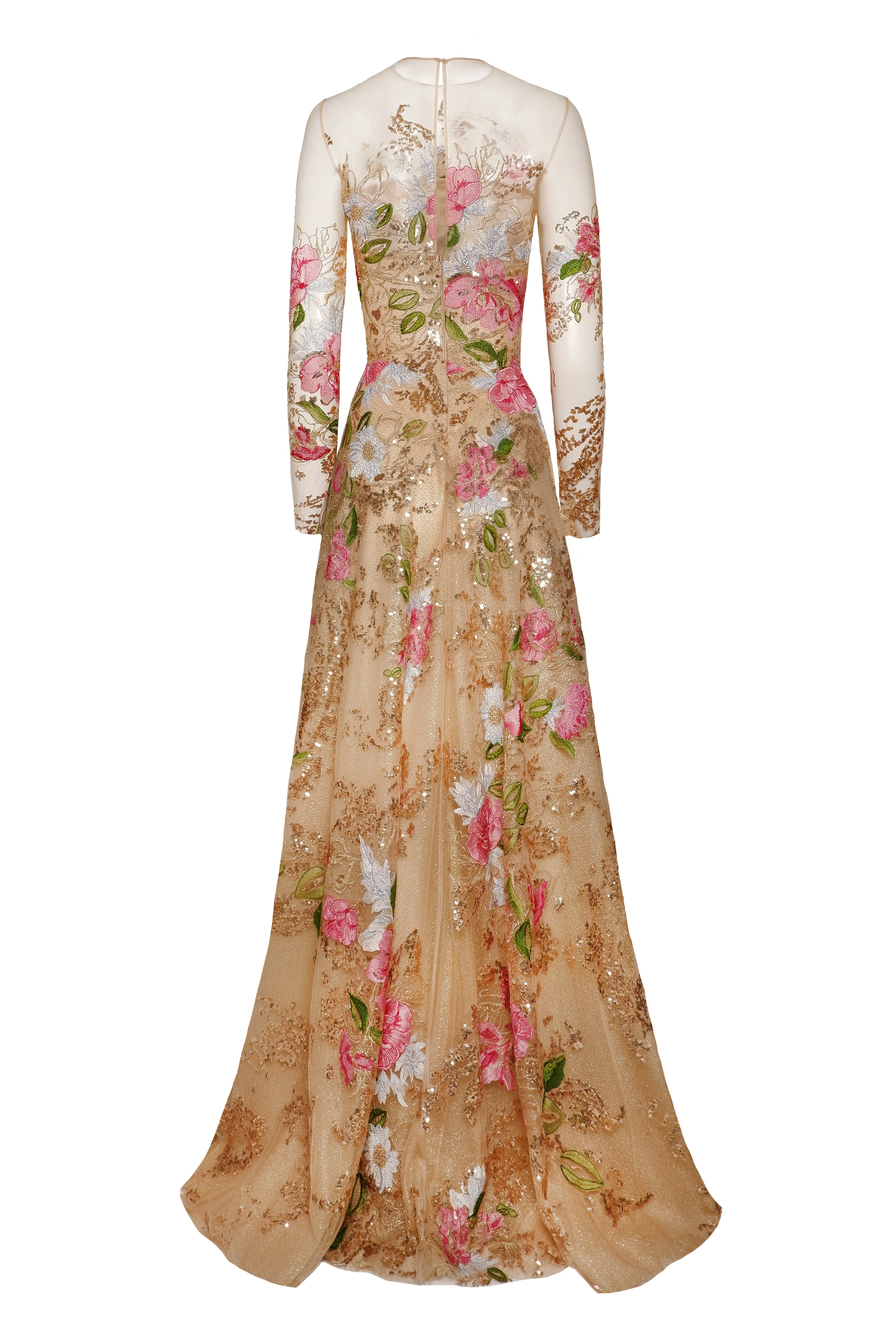 JEWEL NECK LONG SLEEVE GOWN sold by Naeem Khan product image thumbnail 2