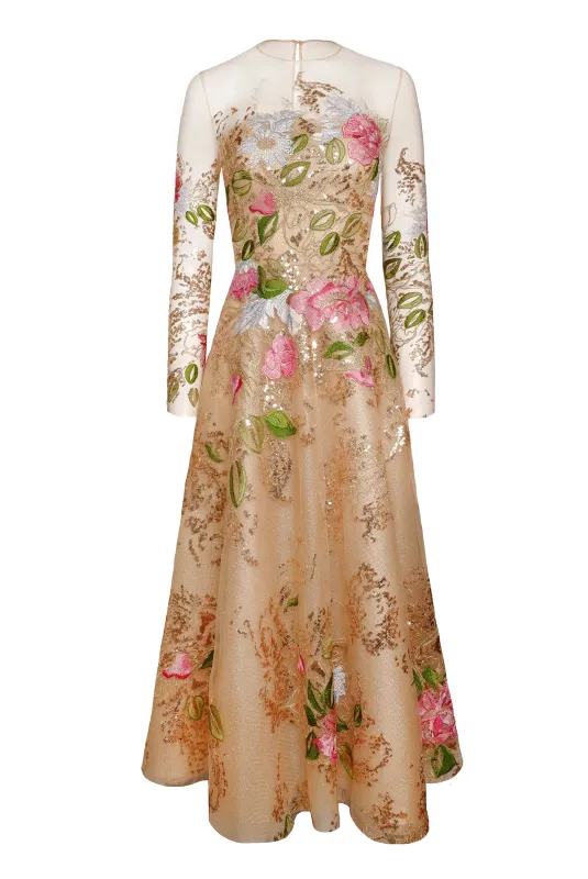 JEWEL NECK LONG SLEEVE DRESS sold by Naeem Khan