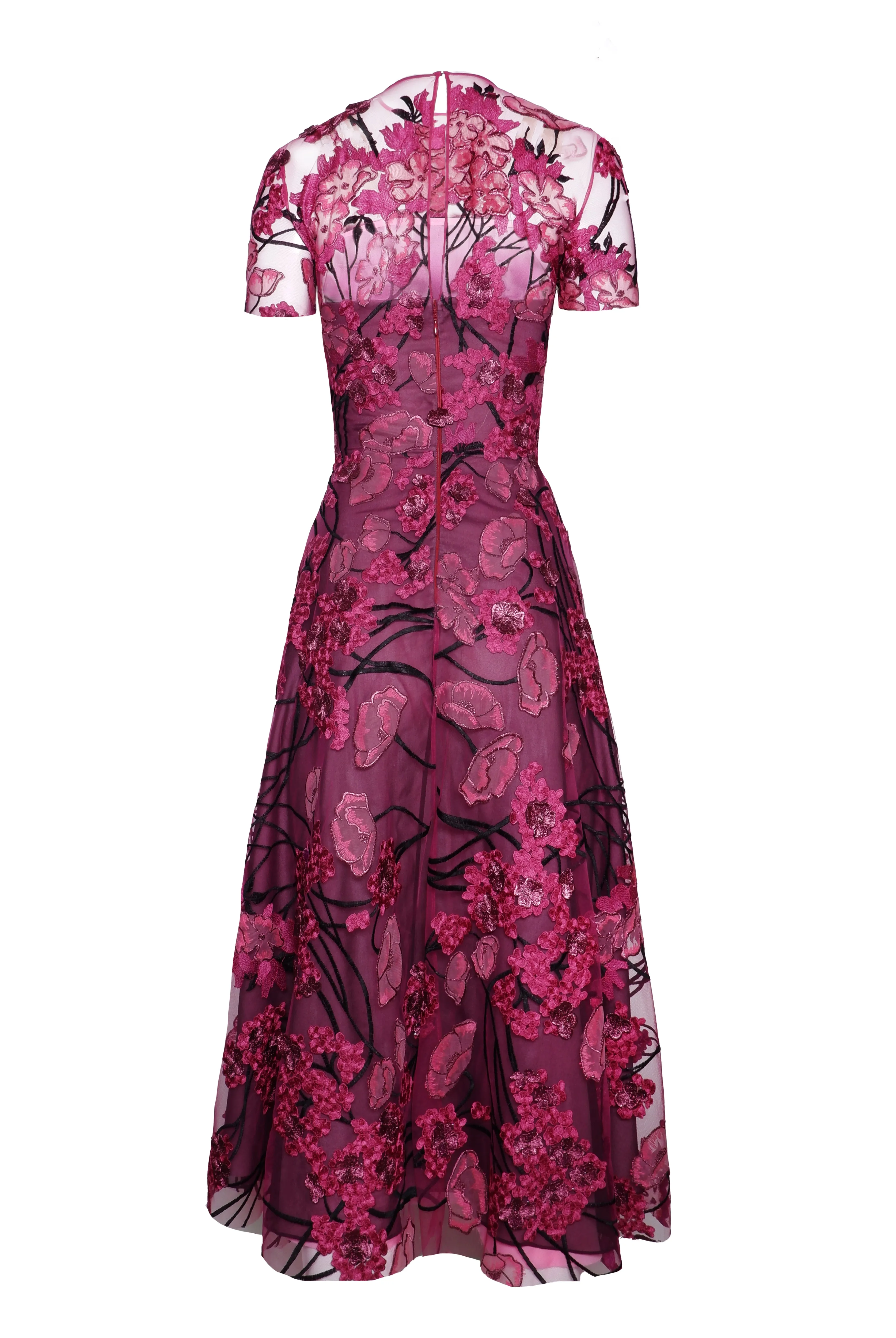 JEWEL NECK SHORT SLEEVE TEA-LENGTH DRESS sold by Naeem Khan product image thumbnail 2