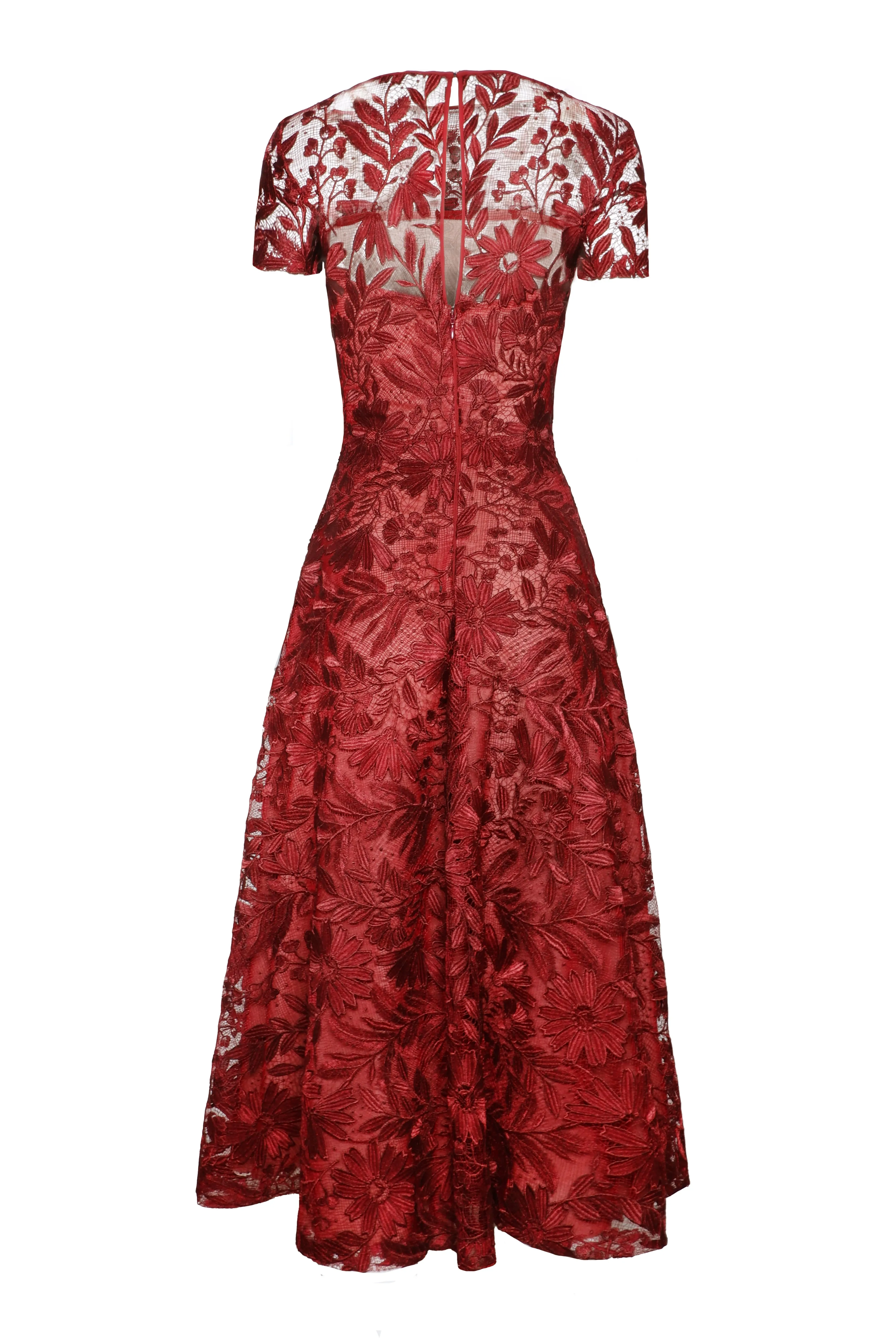 LACE BOAT NECK SHORT SLEEVE TEA-LENGTH DRESS sold by Naeem Khan product image thumbnail 2