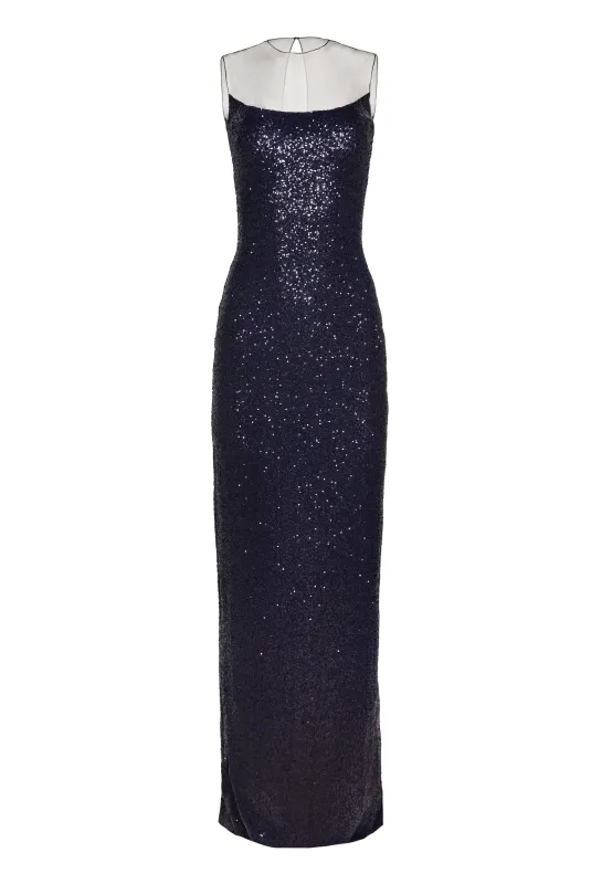STRETCH SEQUIN ILLUSION NECKLINE COLUMN GOWN sold by Naeem Khan