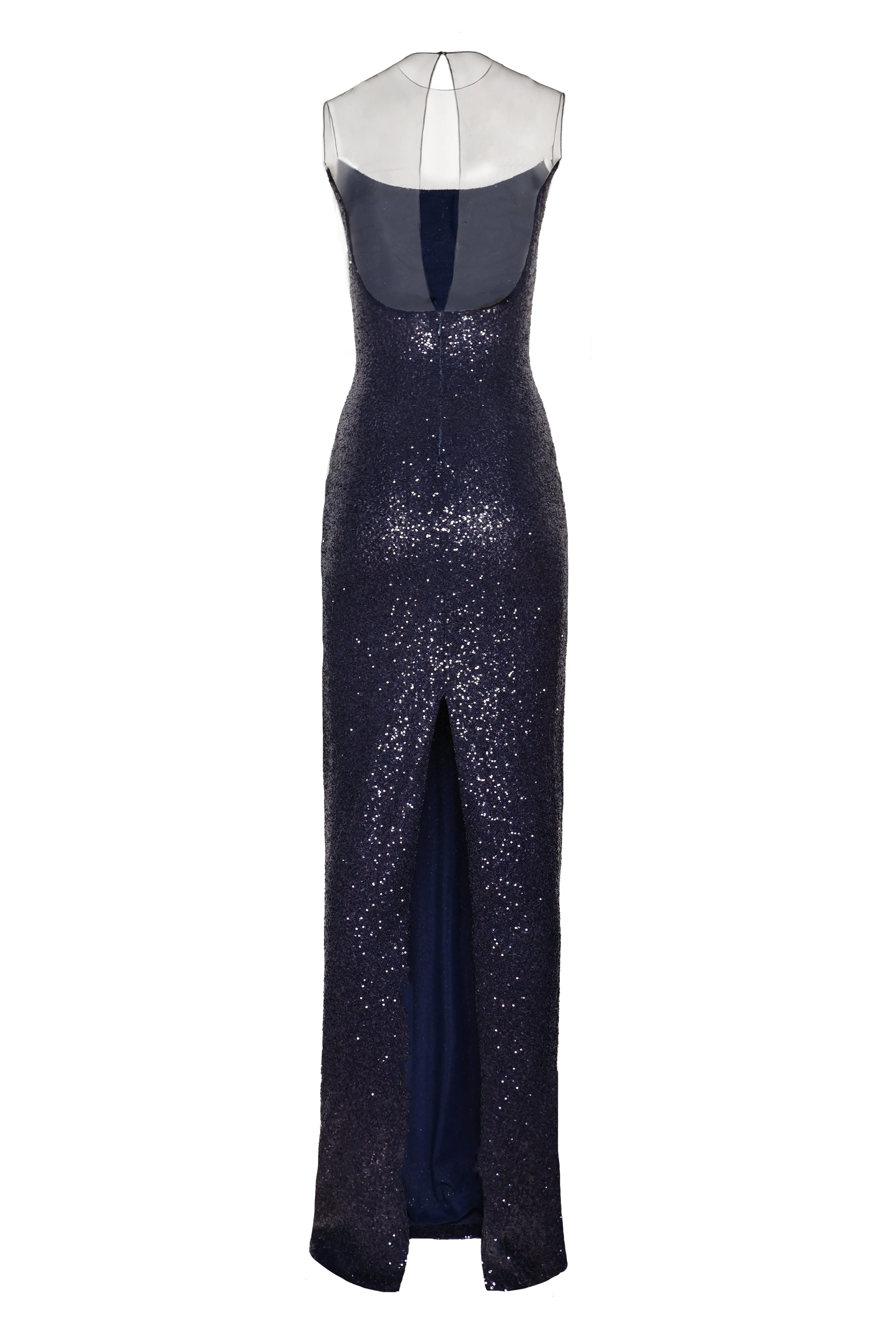 STRETCH SEQUIN ILLUSION NECKLINE COLUMN GOWN sold by Naeem Khan product image thumbnail 2