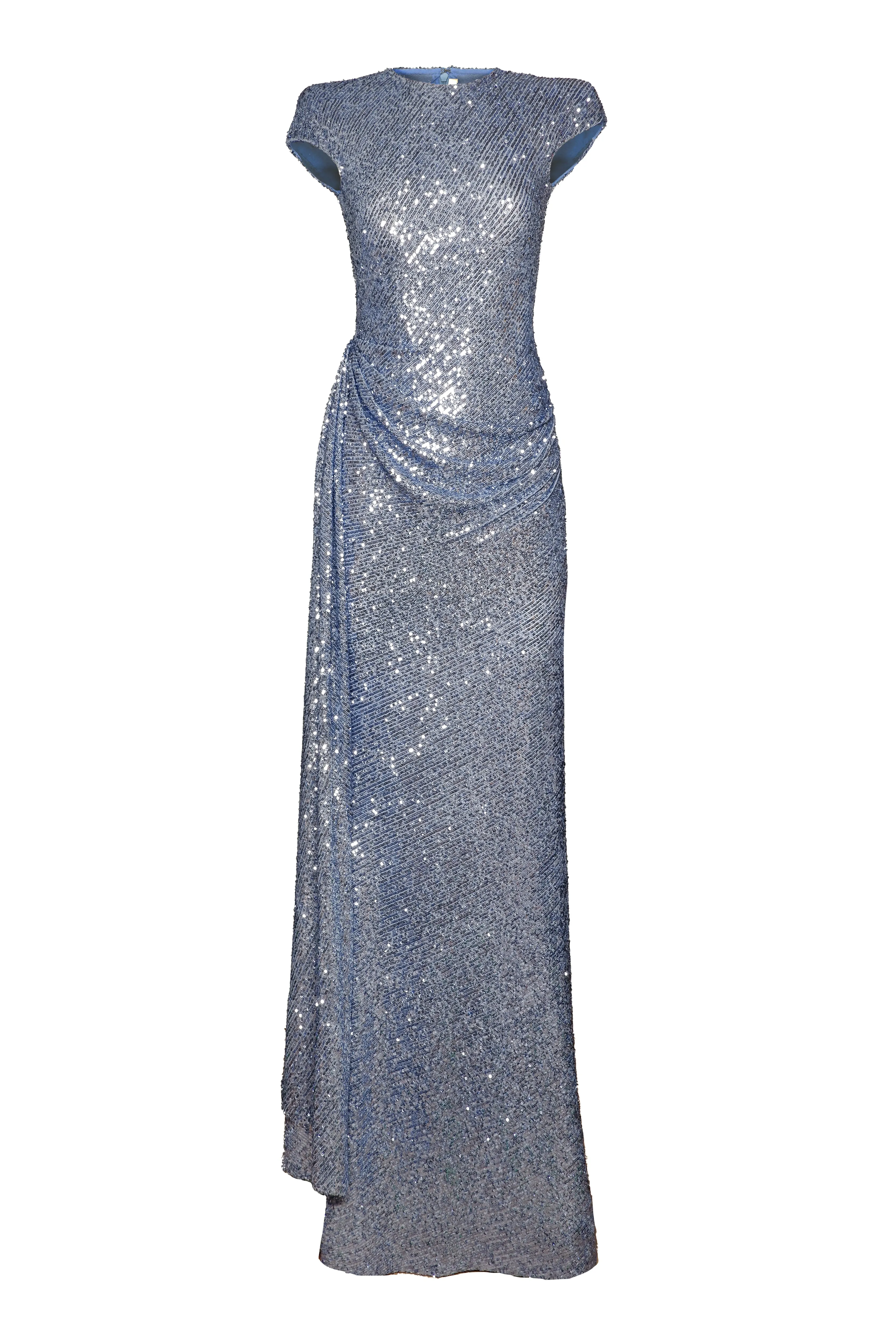 STRETCH SEQUIN CAP SLEEVE DRAPED GOWN sold by Naeem Khan product image thumbnail 2