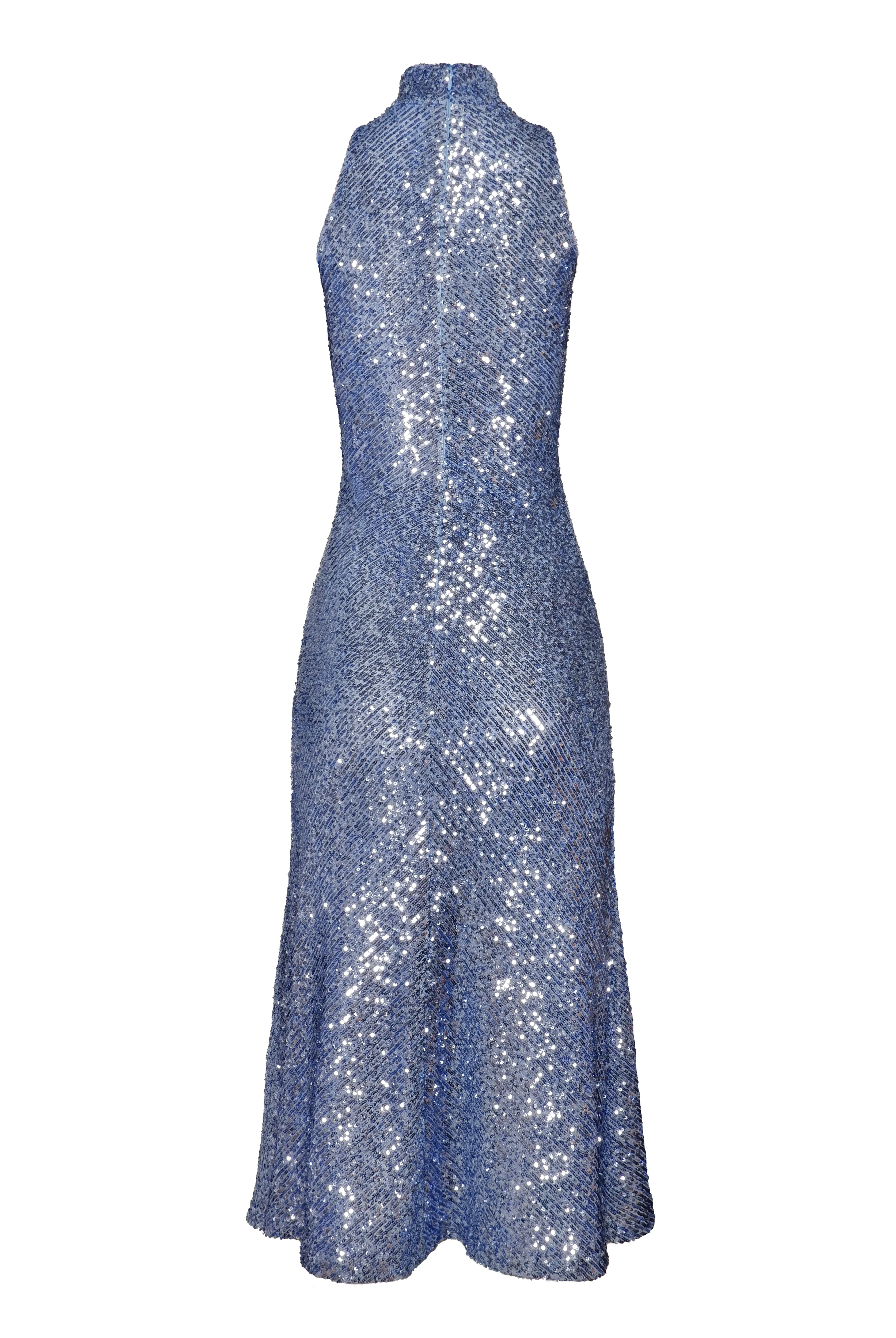 STRETCH SEQUIN MOCK NECK HALTER DRESS sold by Naeem Khan product image thumbnail 2