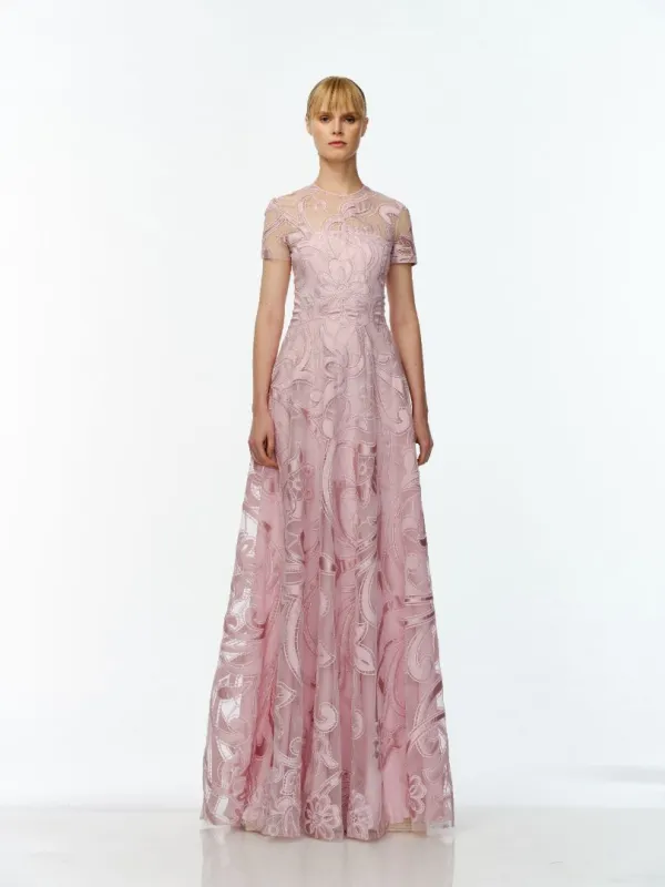 JEWEL NECK CAP SLEEVE GOWN made by Naeem Khan