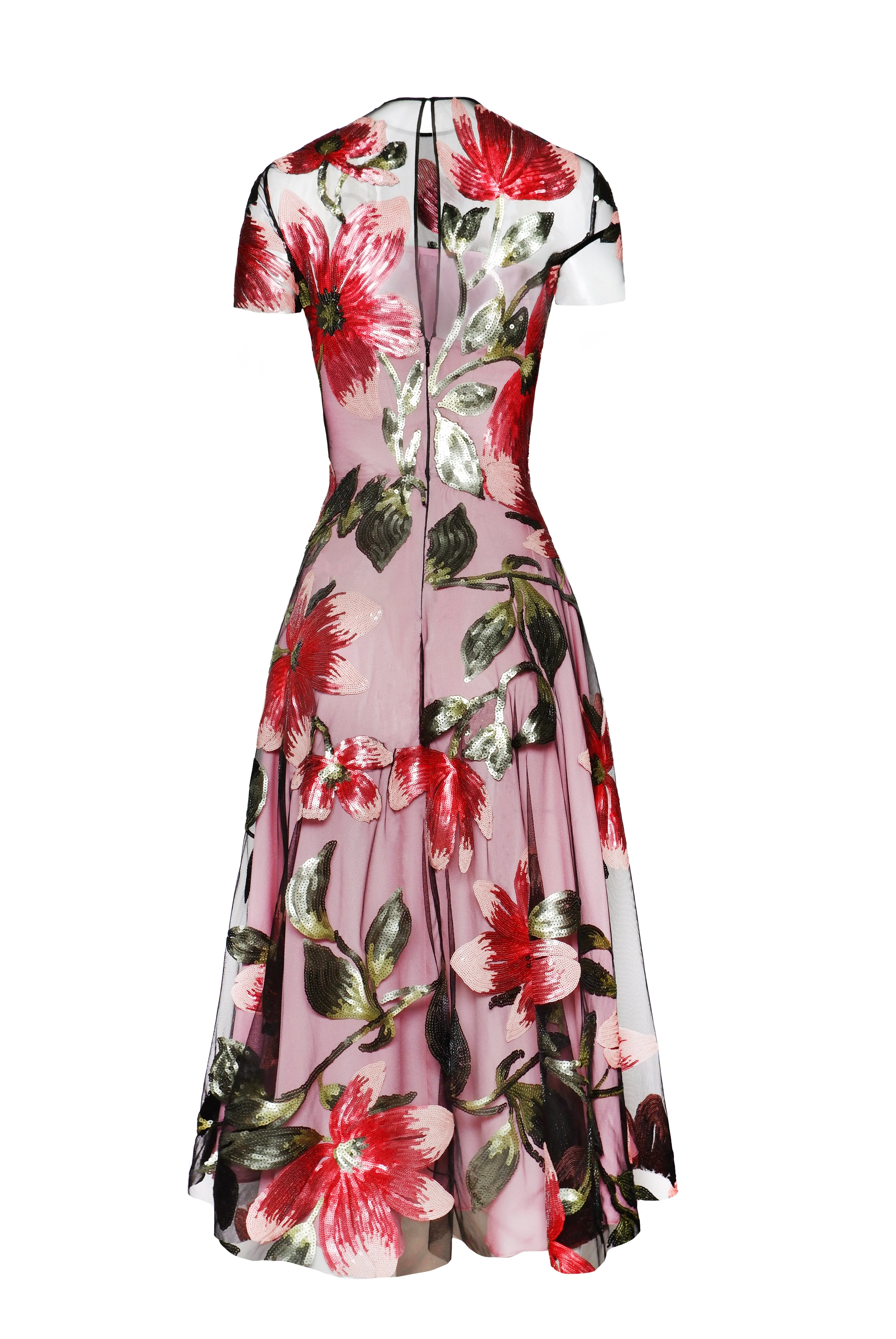 JEWEL NECK CAP SLEEVE TEA-LENGTH DRESS sold by Naeem Khan product image thumbnail 3