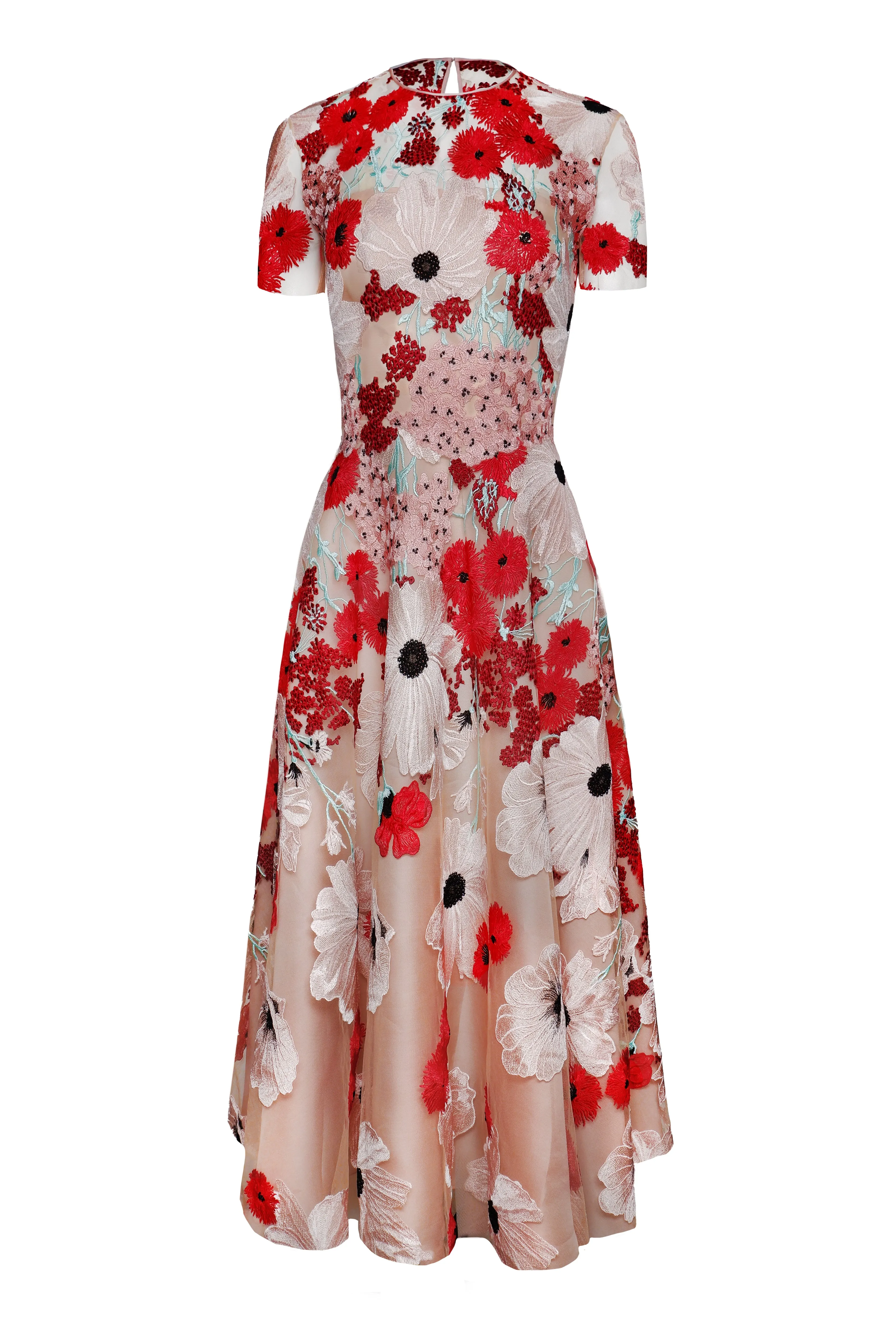 JEWEL NECK CAP SLEEVE TEA-LENGTH DRESS sold by Naeem Khan product image thumbnail 2