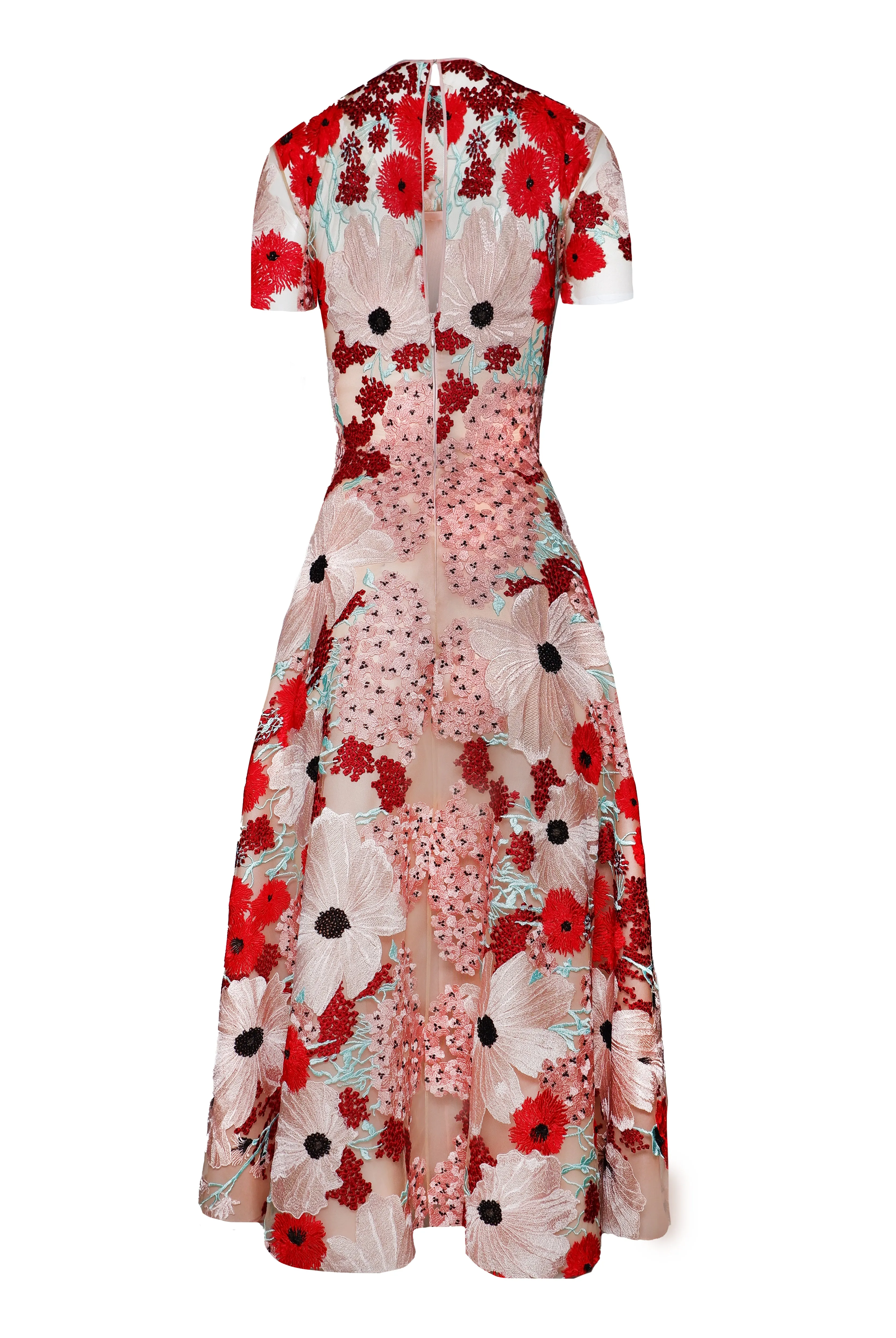 JEWEL NECK CAP SLEEVE TEA-LENGTH DRESS sold by Naeem Khan product image thumbnail 3