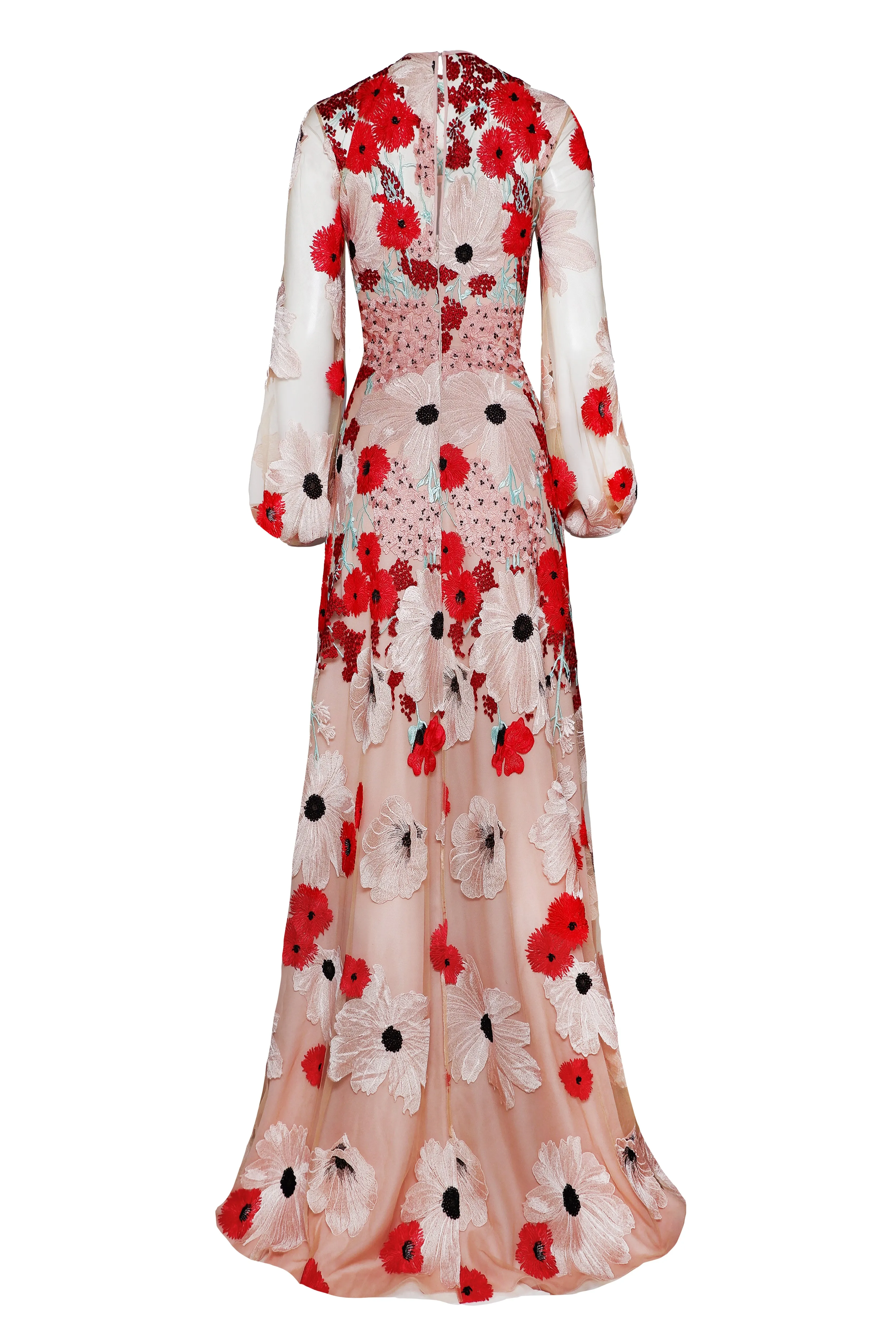 JEWEL NECK BLOUSON SLEEVE GOWN sold by Naeem Khan product image thumbnail 3