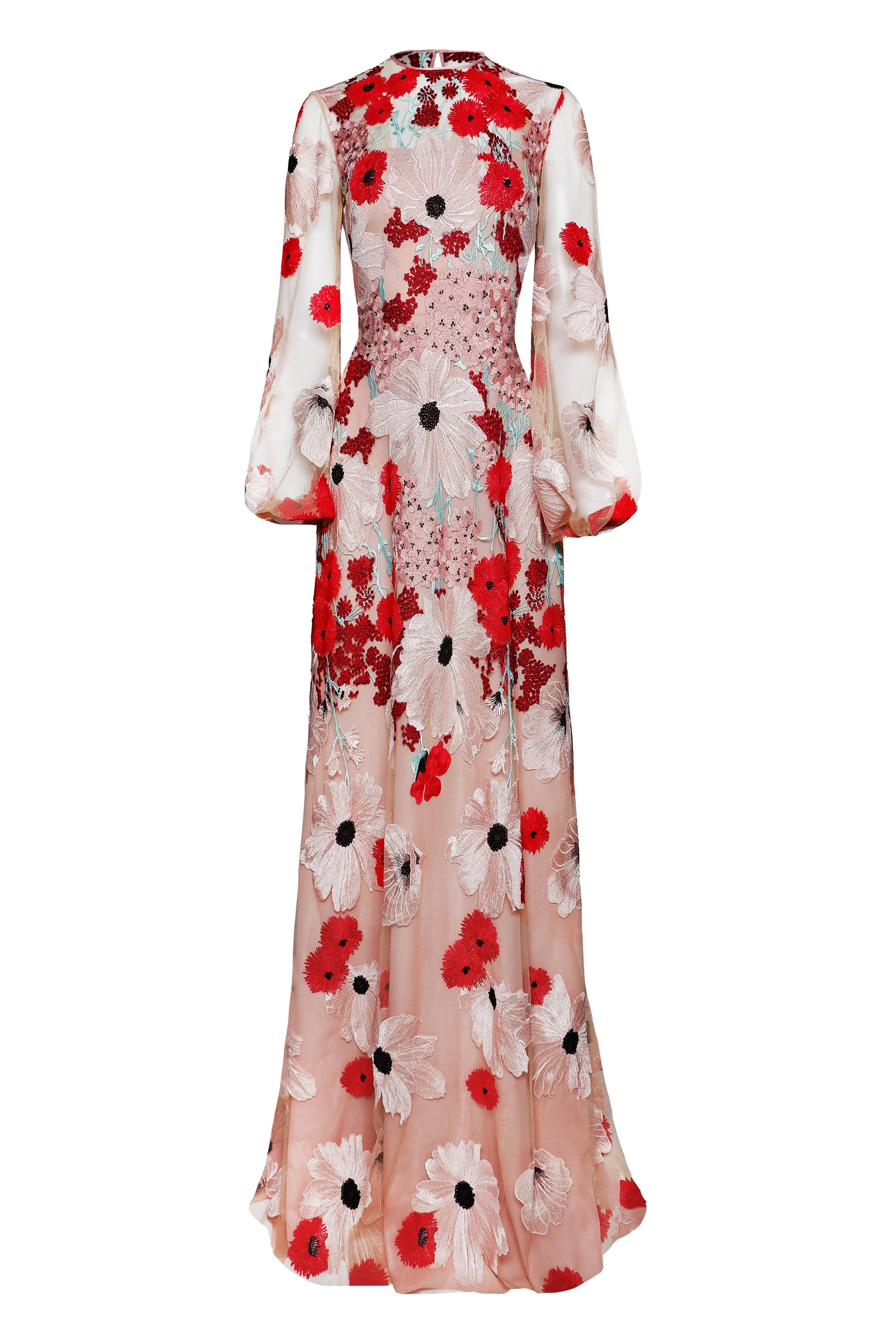 JEWEL NECK BLOUSON SLEEVE GOWN sold by Naeem Khan product image thumbnail 2