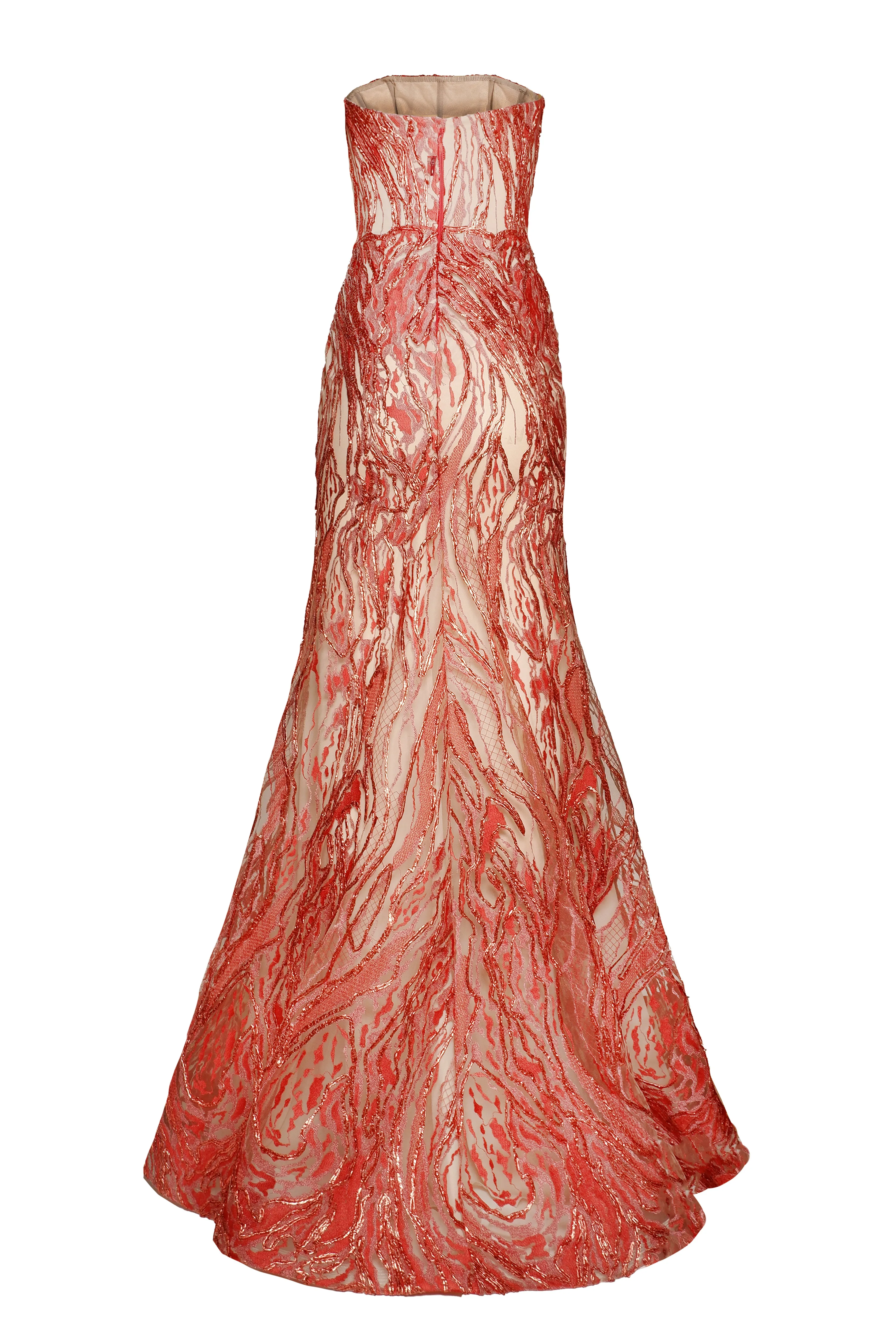 METALLIC RAFFIA STRAPLESS FIT-AND-FLARE GOWN sold by Naeem Khan product image thumbnail 3
