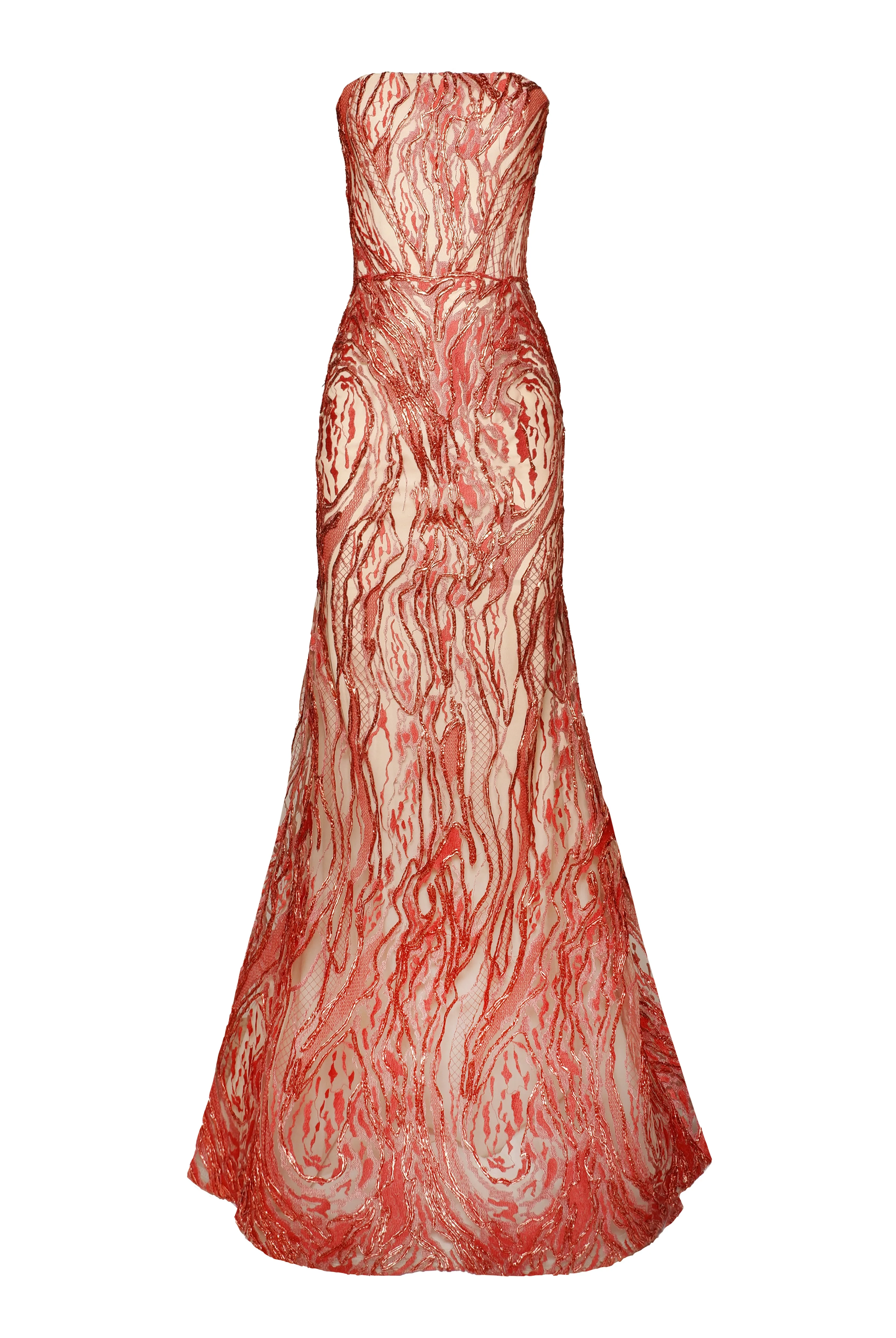 METALLIC RAFFIA STRAPLESS FIT-AND-FLARE GOWN sold by Naeem Khan product image thumbnail 2
