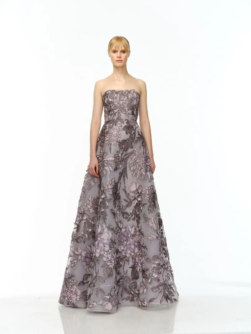 RAFFIA STRAPLESS FULL SKIRT GOWN sold by Naeem Khan