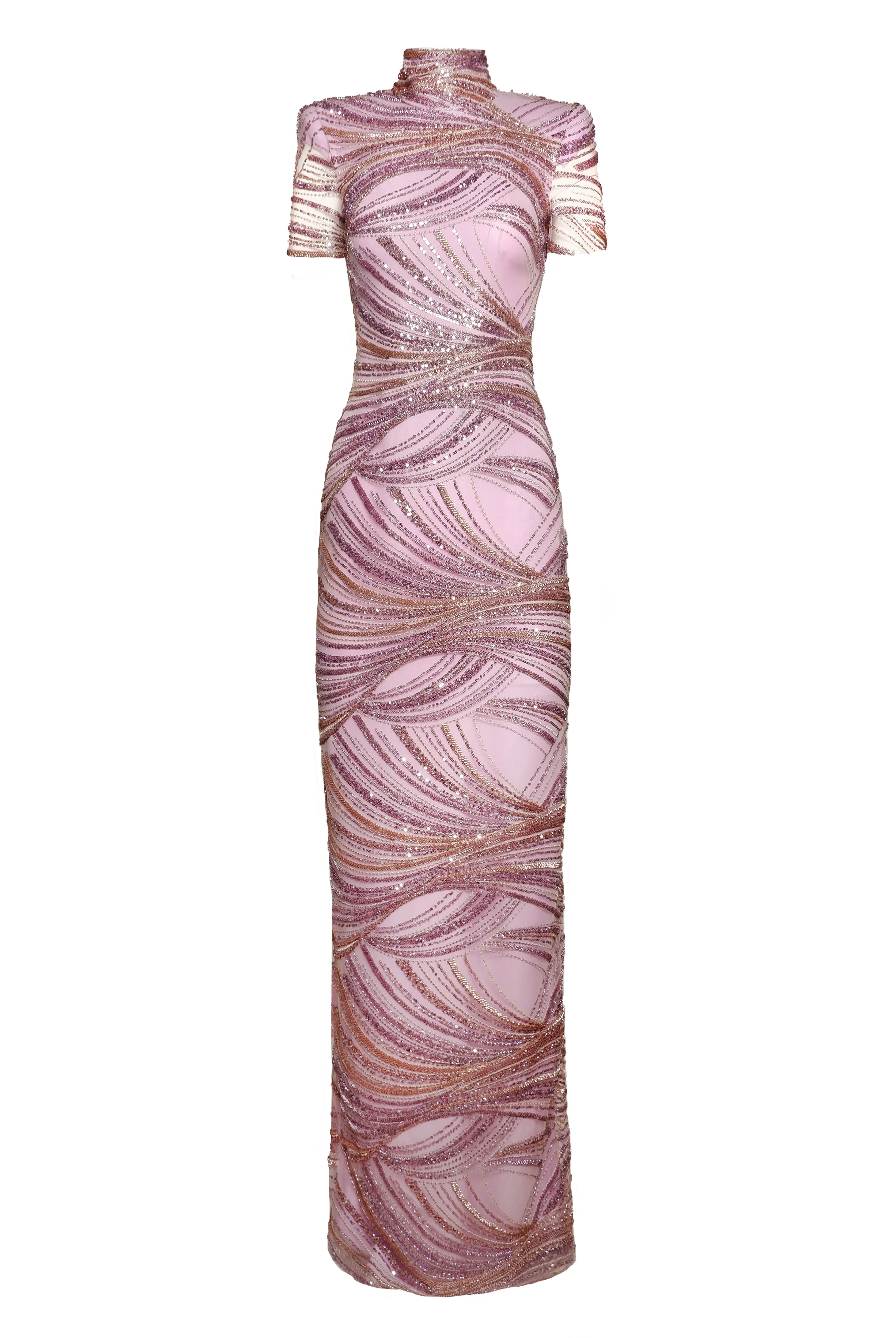BEADED MOCK NECK CAP SLEEVE COLUMN GOWN sold by Naeem Khan product image thumbnail 2