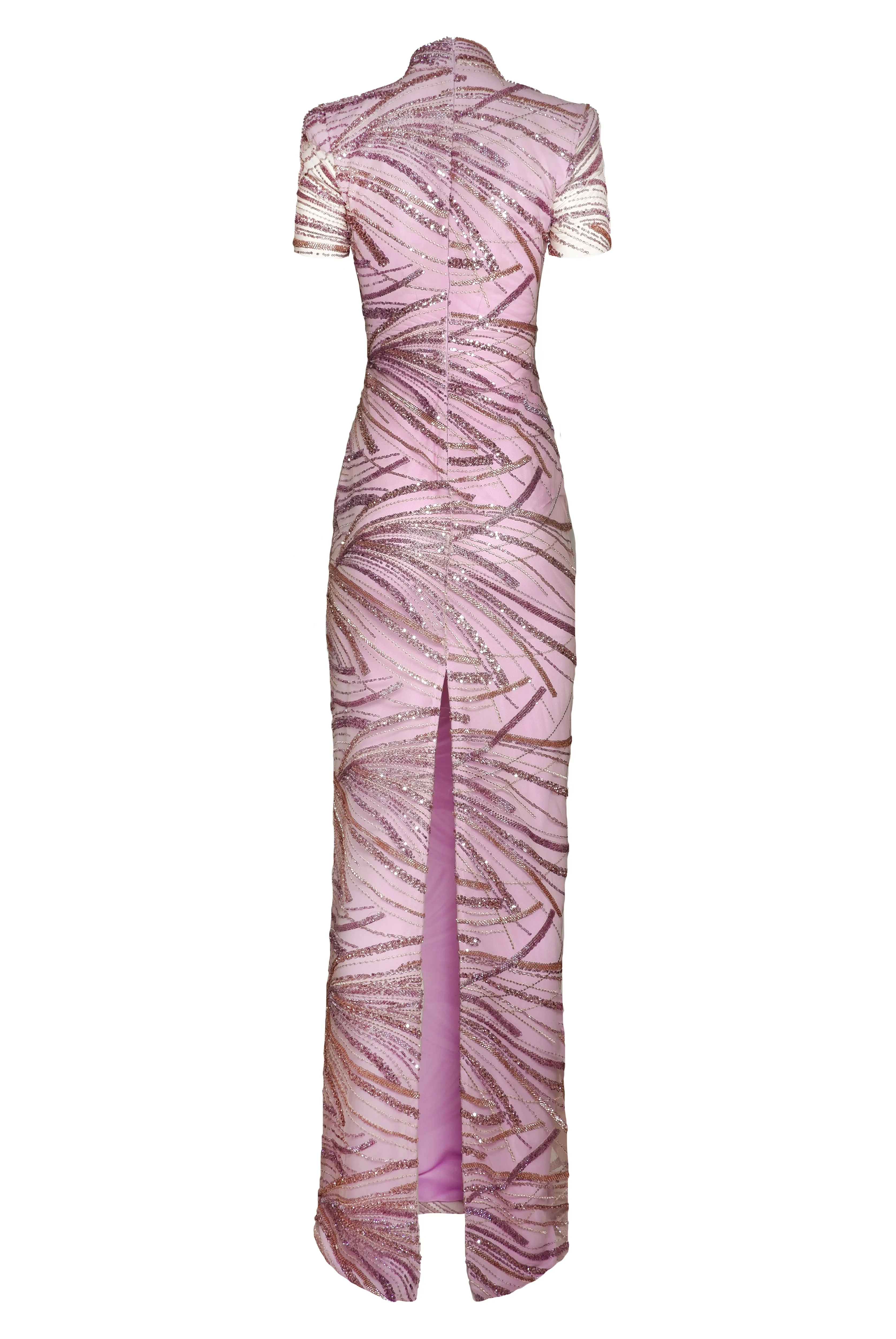 BEADED MOCK NECK CAP SLEEVE COLUMN GOWN sold by Naeem Khan product image thumbnail 3