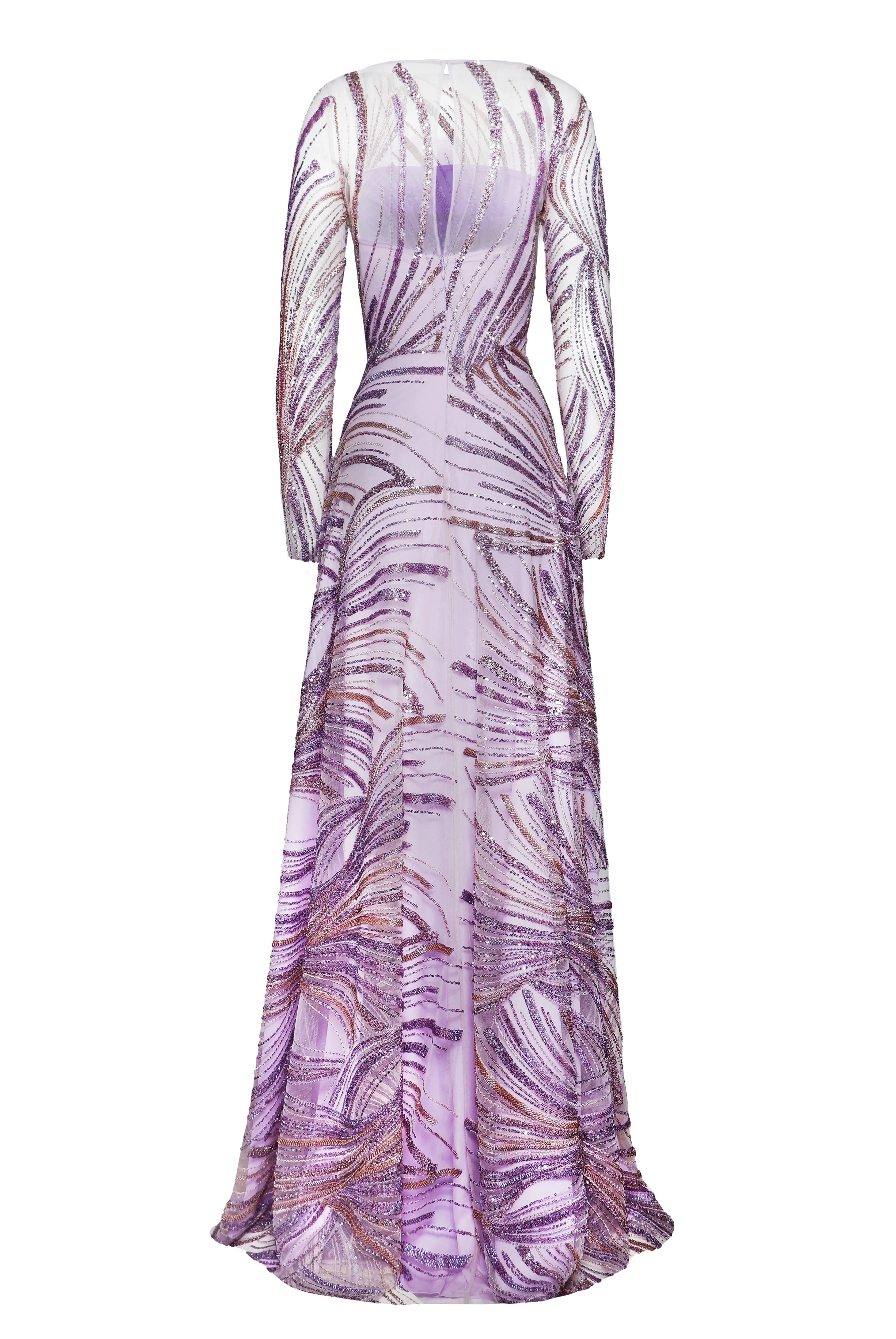 BEADED BOATNECK LONG SLEEVE GOWN sold by Naeem Khan product image thumbnail 3