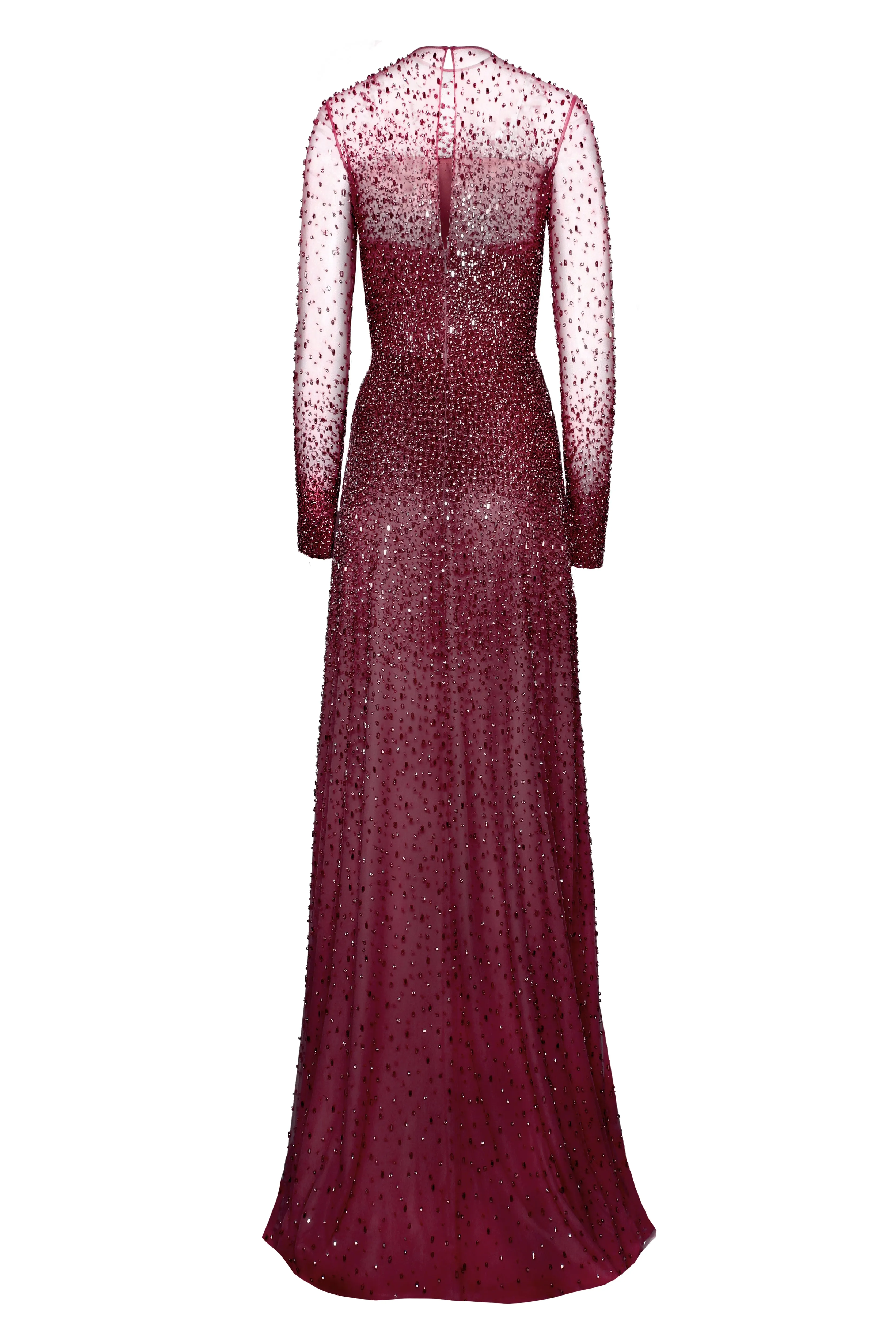 OMBRE BEADED JEWEL NECK LONG SLEEVE GOWN sold by Naeem Khan product image thumbnail 3