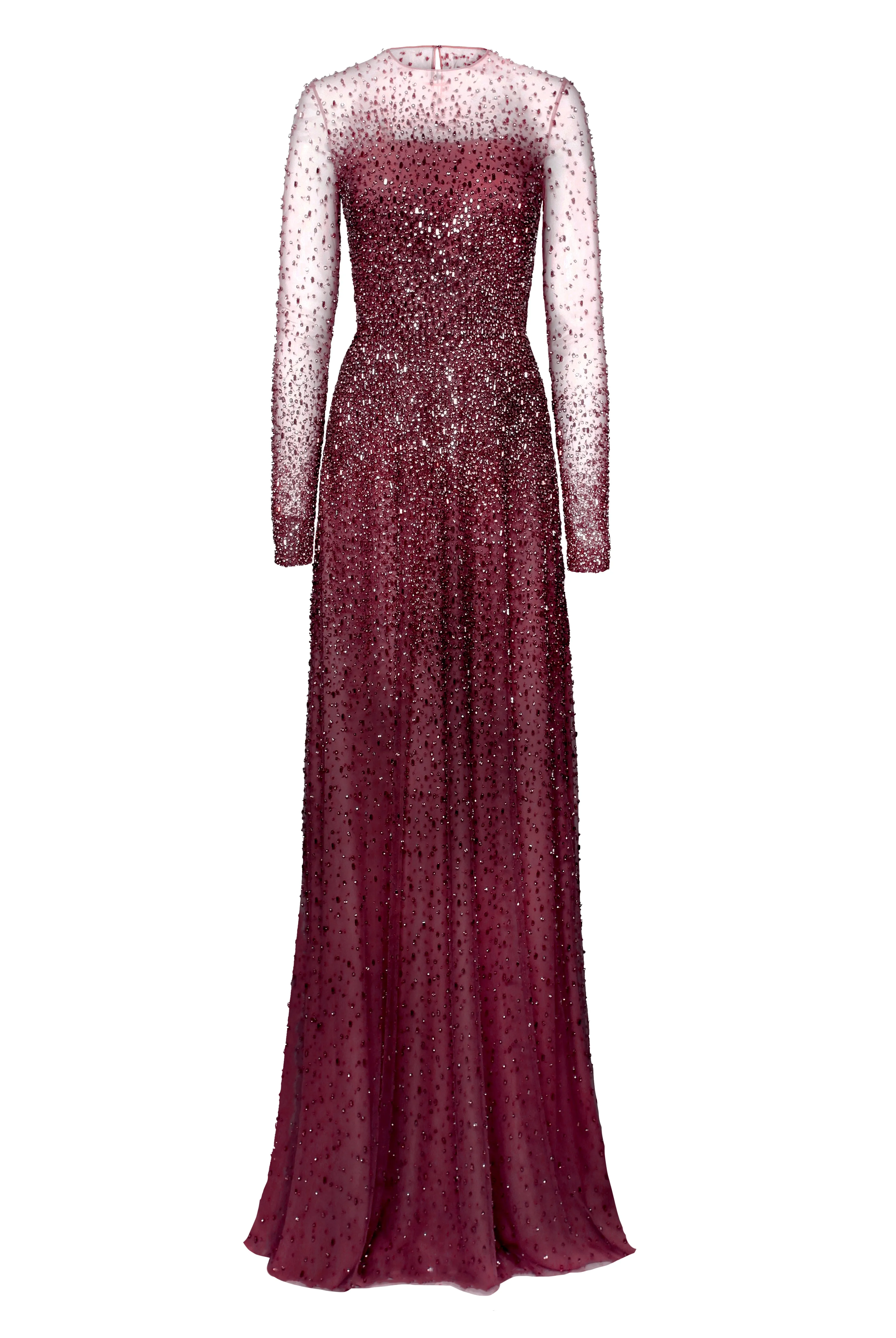 OMBRE BEADED JEWEL NECK LONG SLEEVE GOWN sold by Naeem Khan product image thumbnail 2