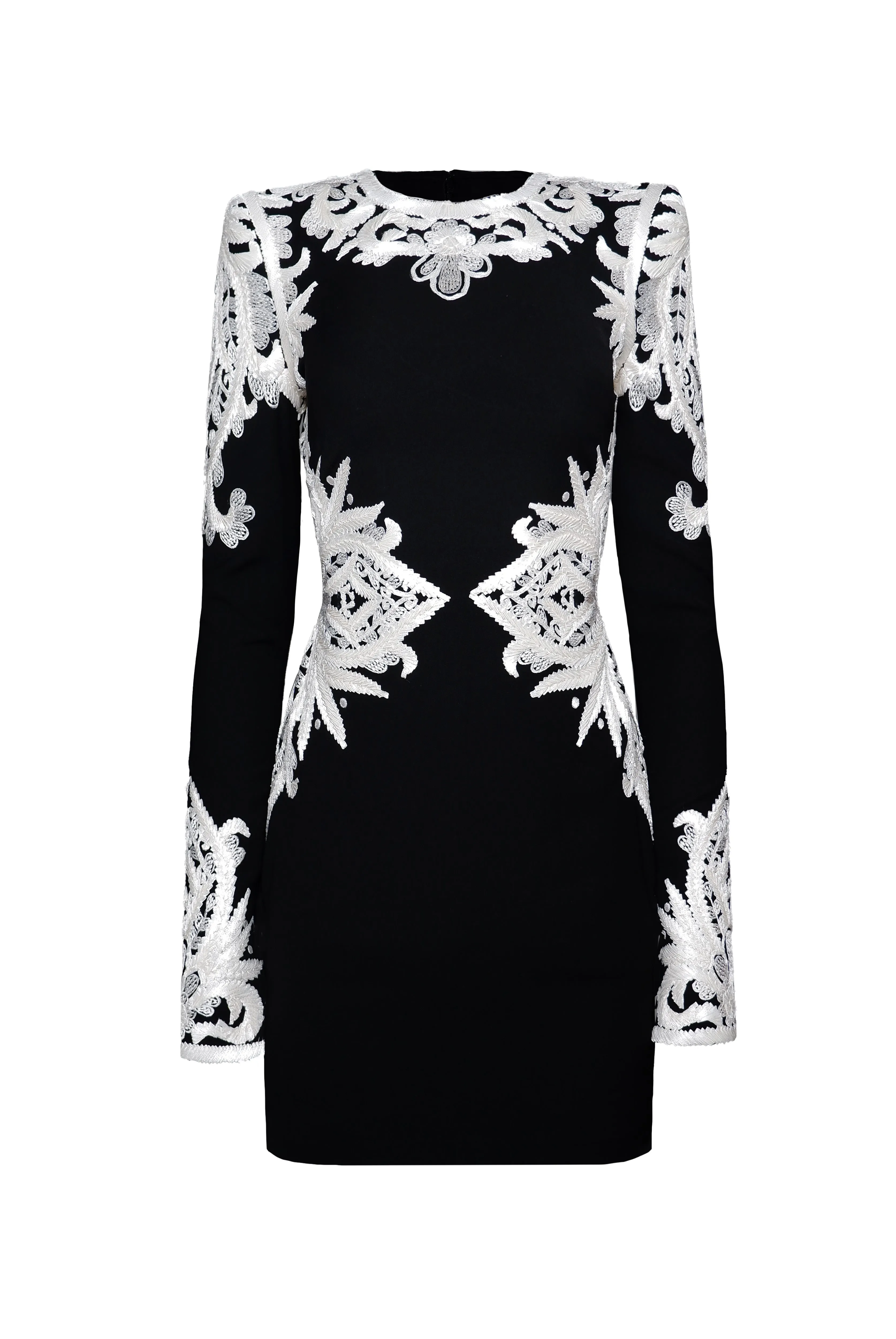 RIBBON EMBROIDERED LONG SLEEVE DRESS sold by Naeem Khan product image thumbnail 2
