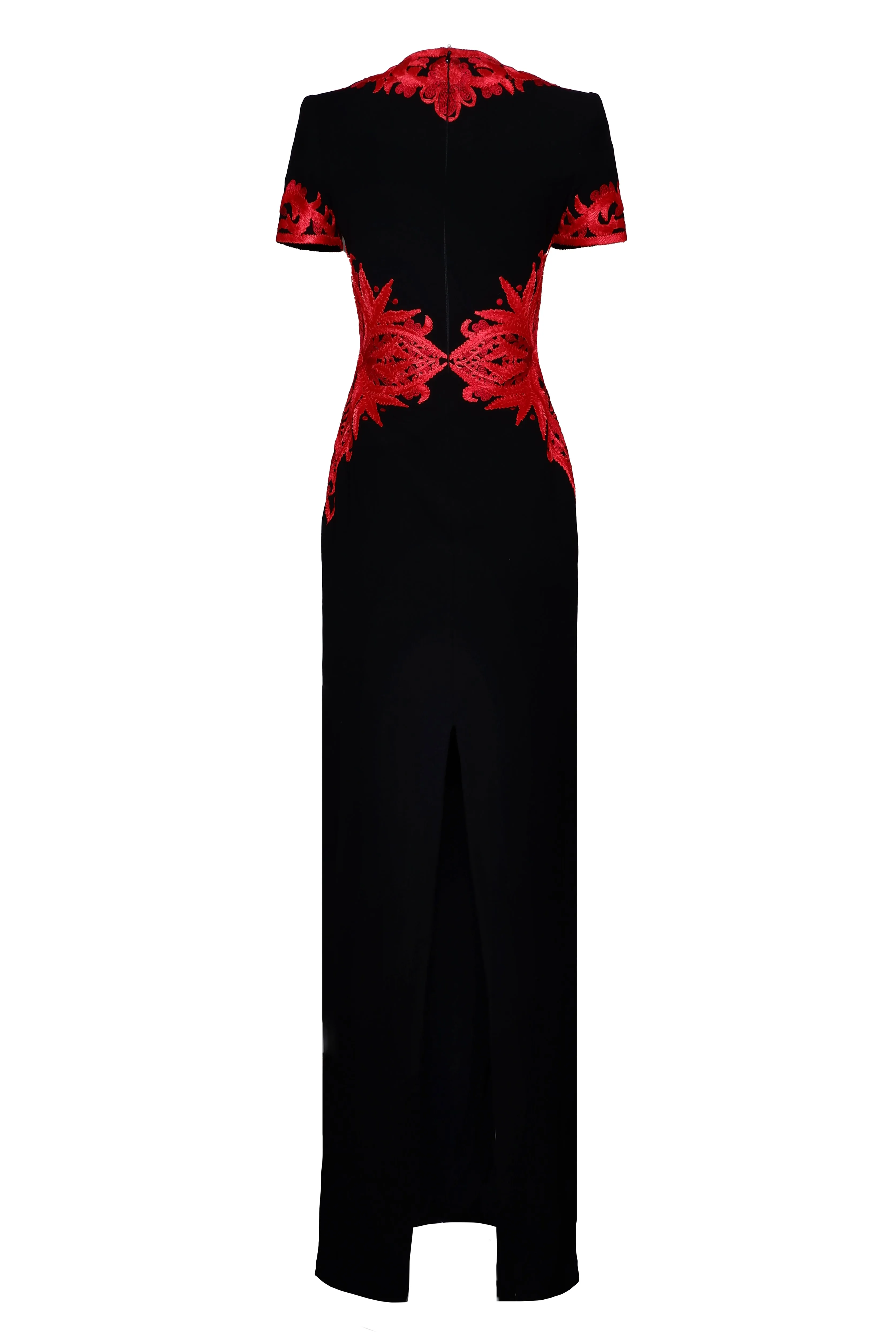 RIBBON EMBROIDERED CAP SLEEVE COLUMN GOWN sold by Naeem Khan product image thumbnail 2