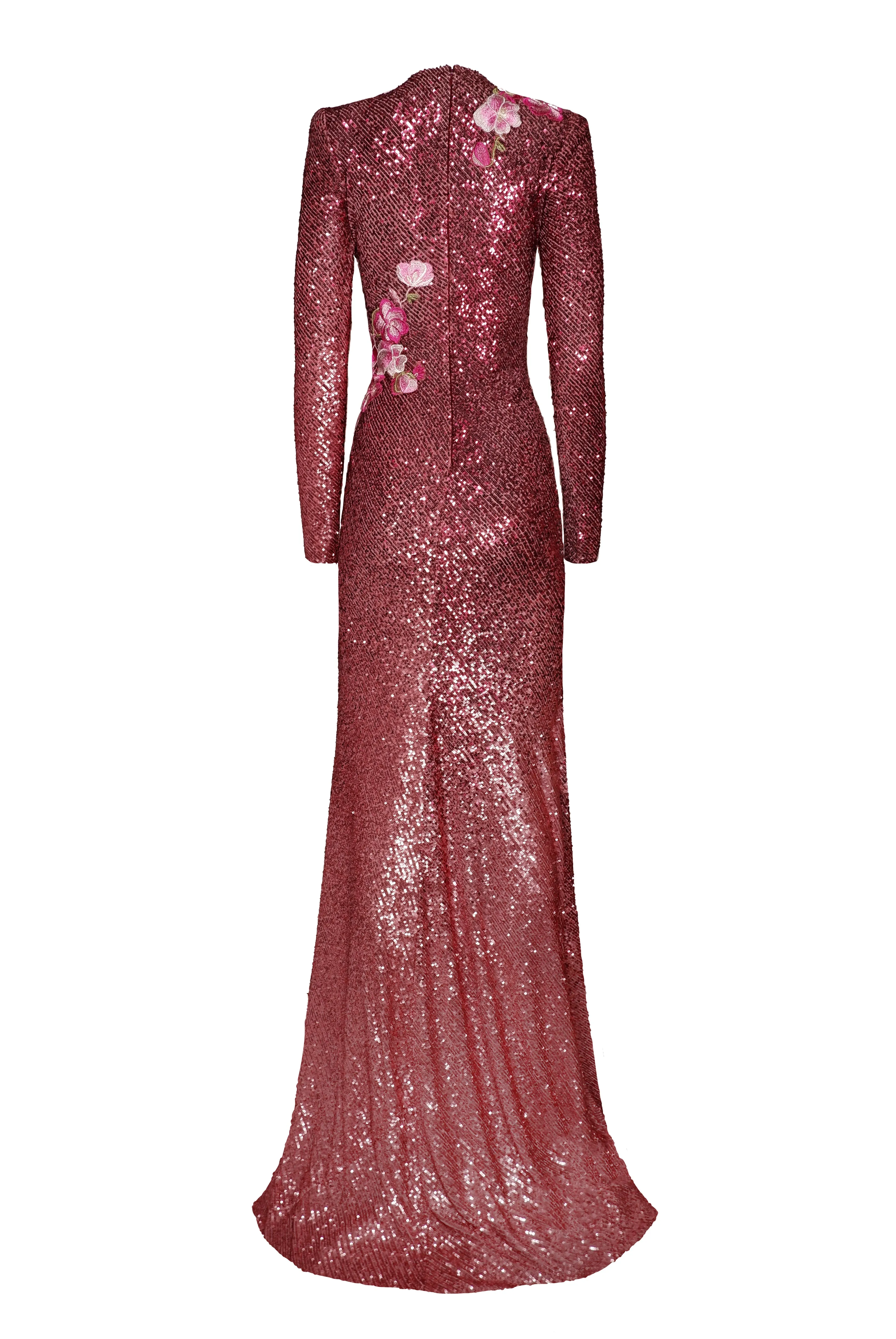 STRETCH SEQUIN LONG SLEEVE GOWN sold by Naeem Khan product image thumbnail 3