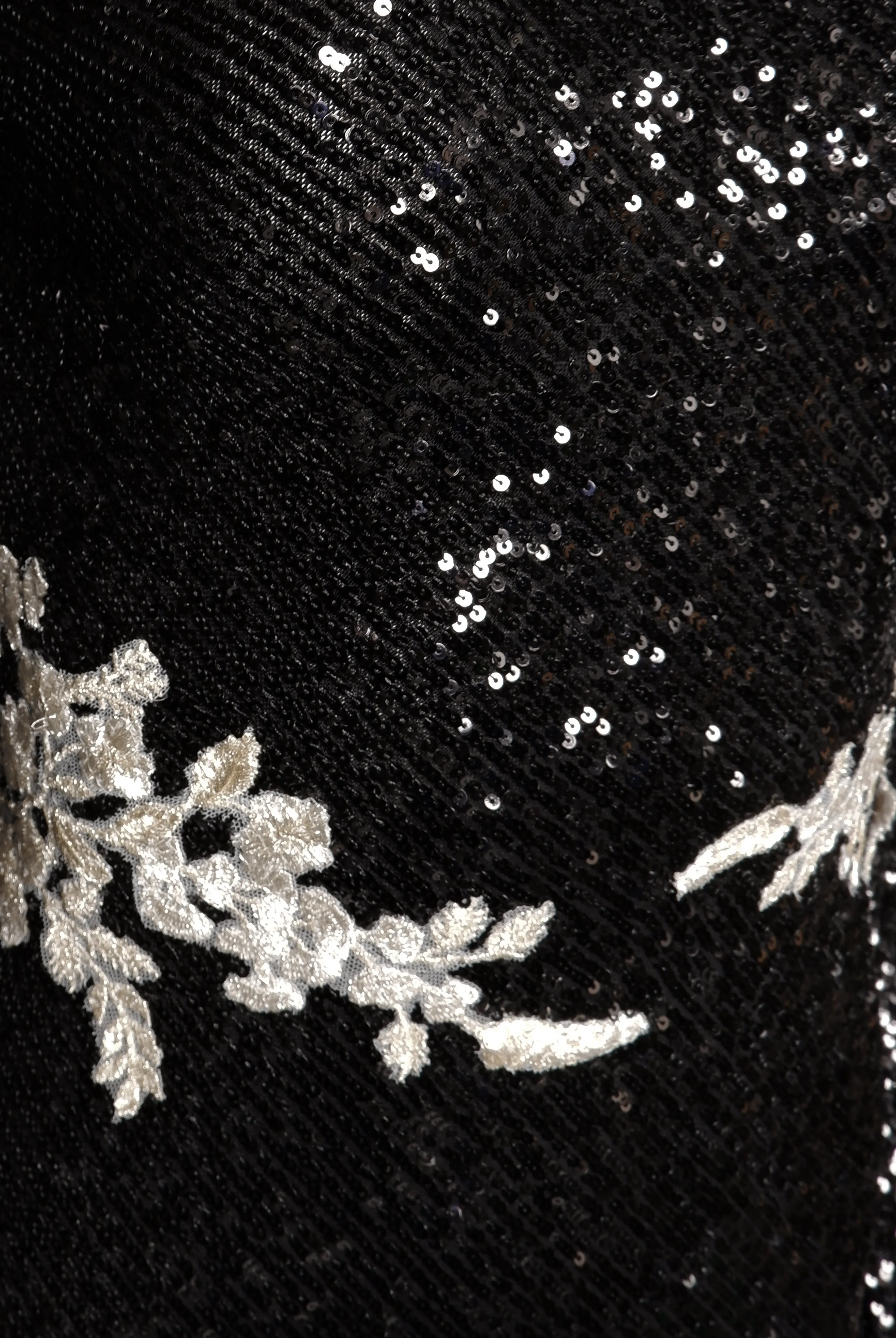 STRETCH SEQUIN CASCADING SLEEVE FLORAL APPLIQUE GOWN sold by Naeem Khan product image thumbnail 4