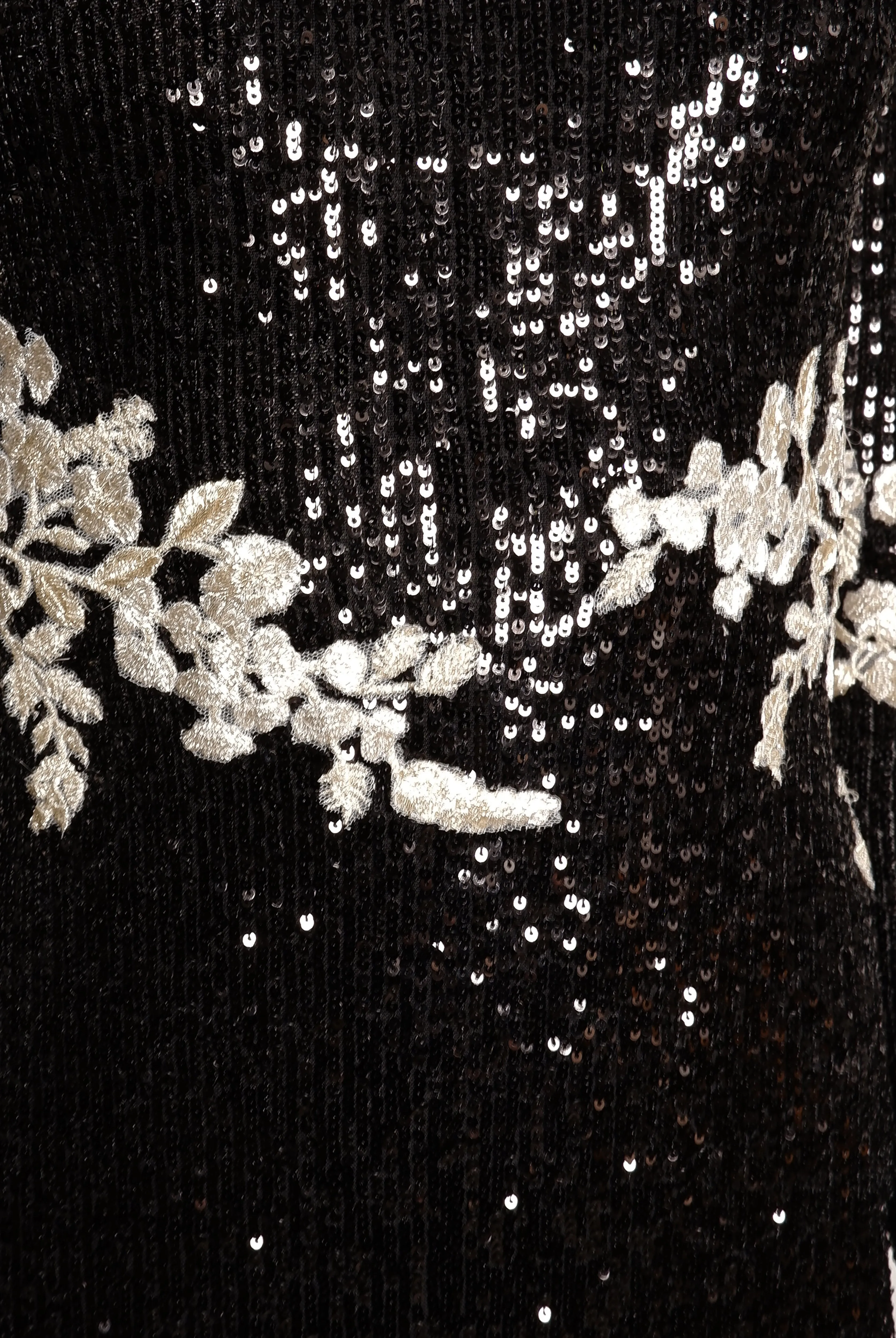 STRETCH SEQUIN LONG SLEEVE FLORAL APPLIQUE DRESS sold by Naeem Khan product image thumbnail 4