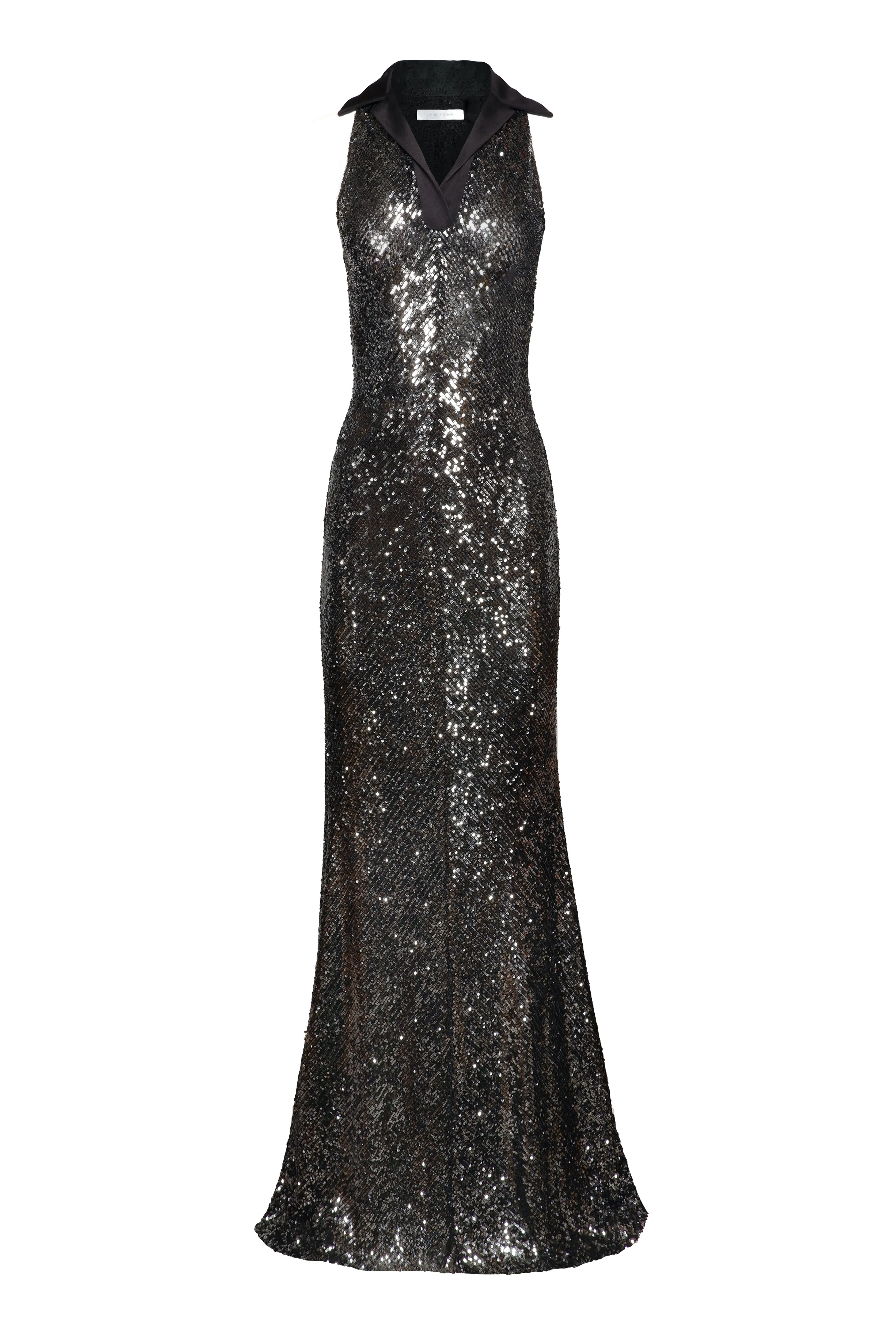 STRETCH SEQUIN SLEEVELESS COLLARED GOWN sold by Naeem Khan