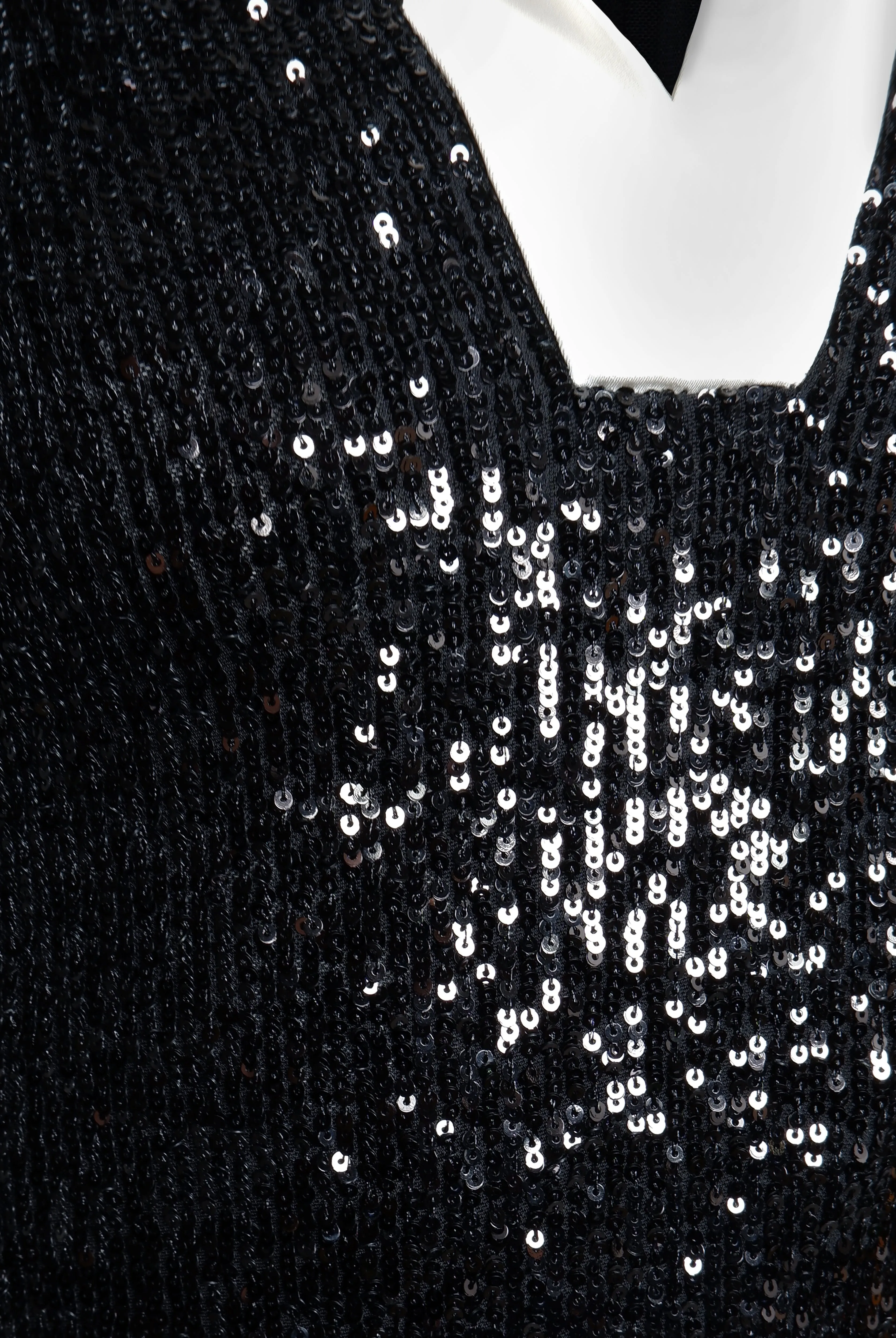 STRETCH SEQUIN LONG SLEEVE COLLARED DRESS sold by Naeem Khan product image thumbnail 3