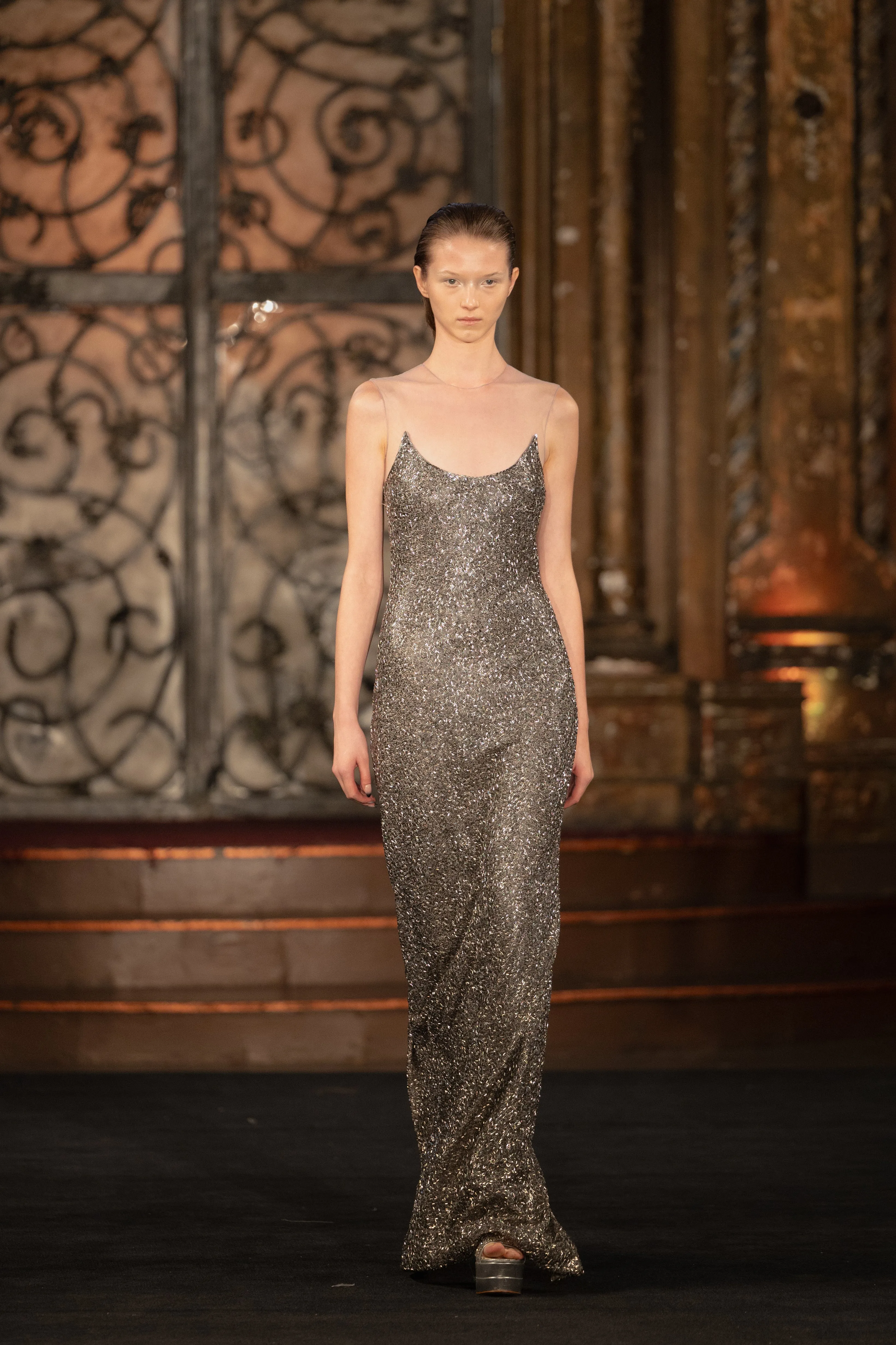 FLORAL METALLIC RAFFIA CAP SLEEVE GOWN sold by Naeem Khan