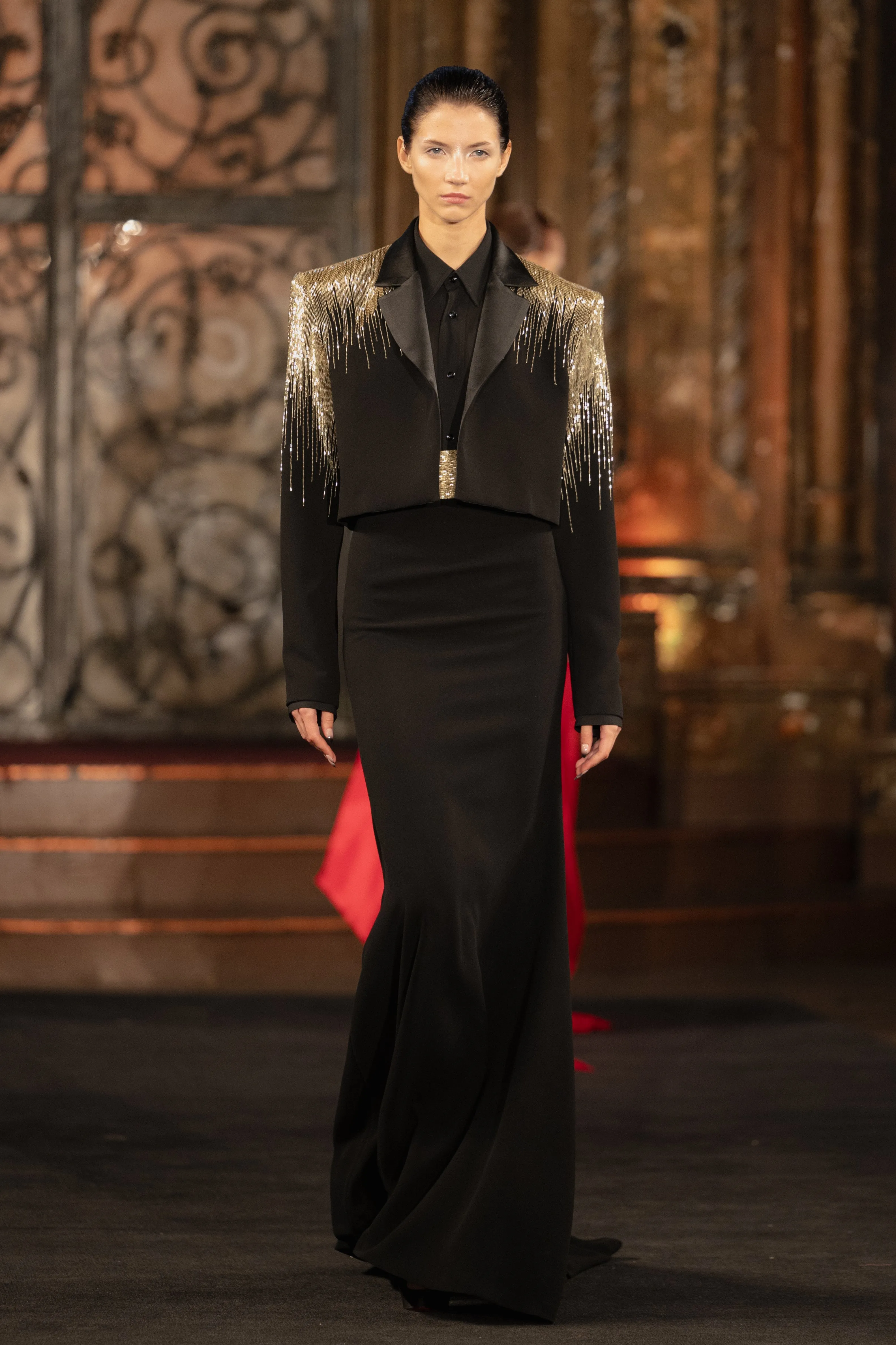 FLORAL PRINTED LONG SLEEVE COAT sold by Naeem Khan