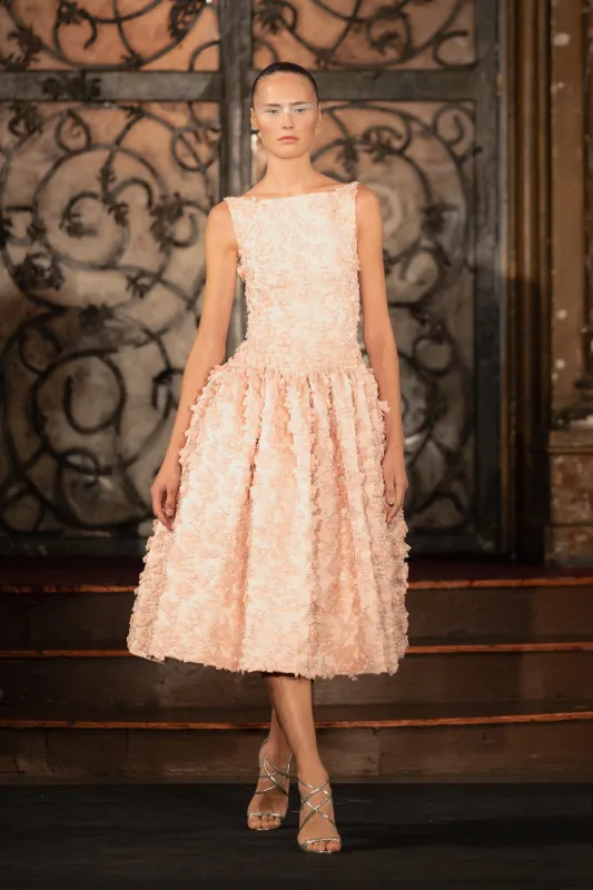 RAFFIA CAP SLEEVE TEA-LENGTH DRESS sold by Naeem Khan