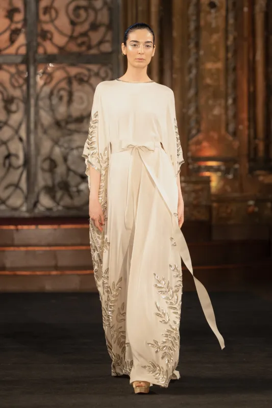 V-NECK DRAPED SEQUIN GOWN sold by Naeem Khan