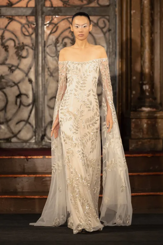 V-NECK DRAPED SEQUIN DRESS sold by Naeem Khan