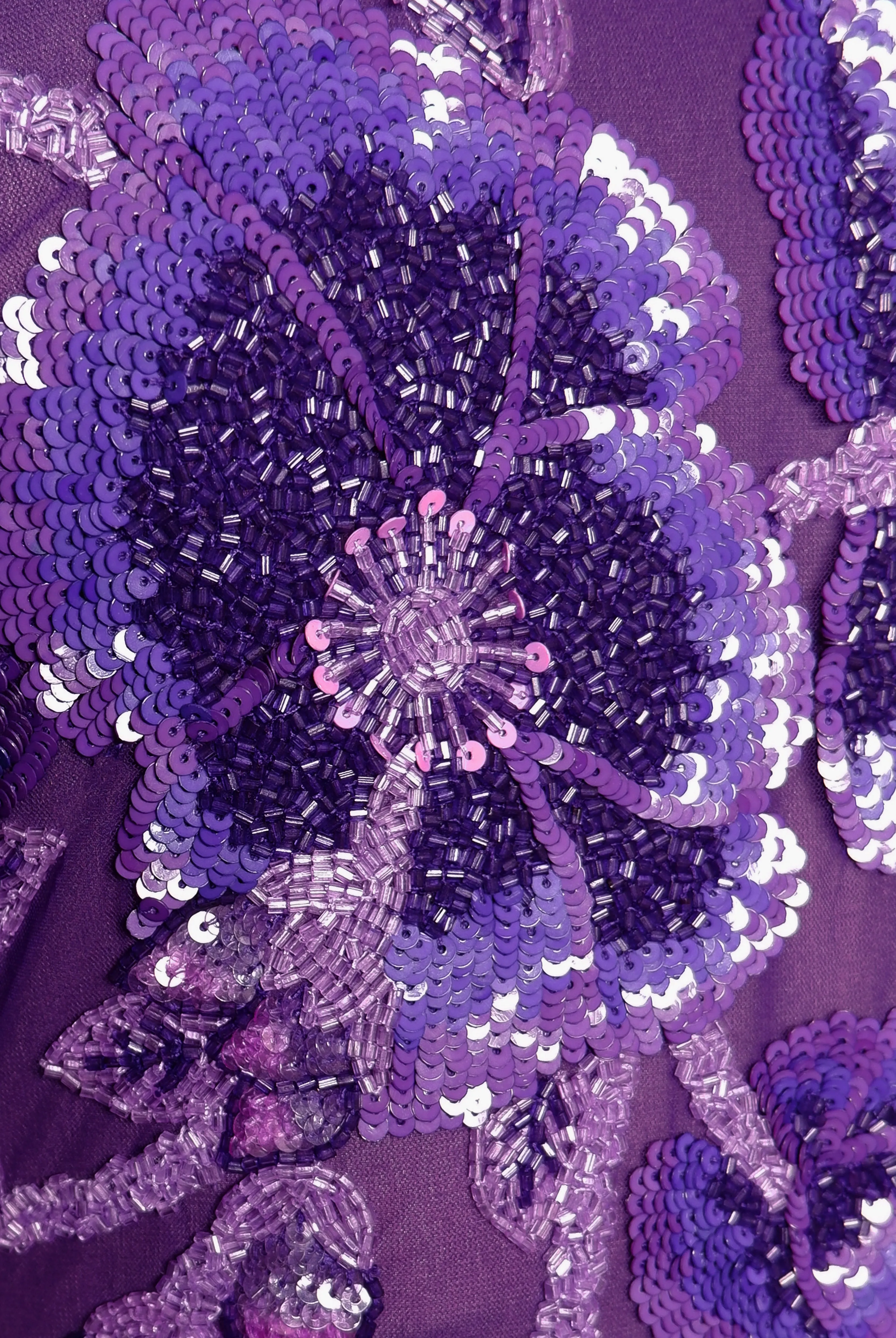 BEADED BODICE JEWEL NECK LONG SLEEVE FIT-AND-FLARE GOWN sold by Naeem Khan product image thumbnail 4