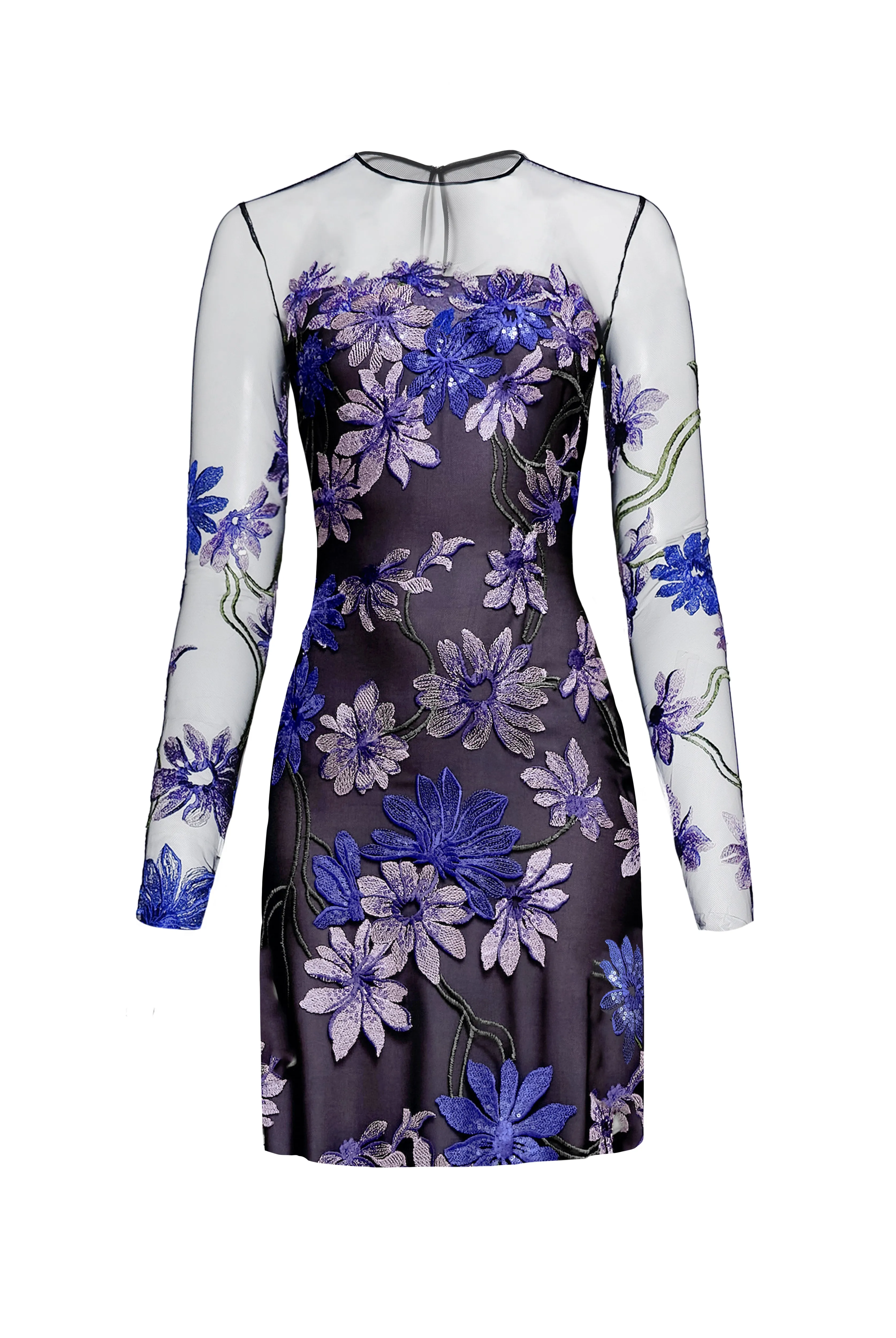 ILLUSION NECKLINE LONG SLEEVE DRESS sold by Naeem Khan