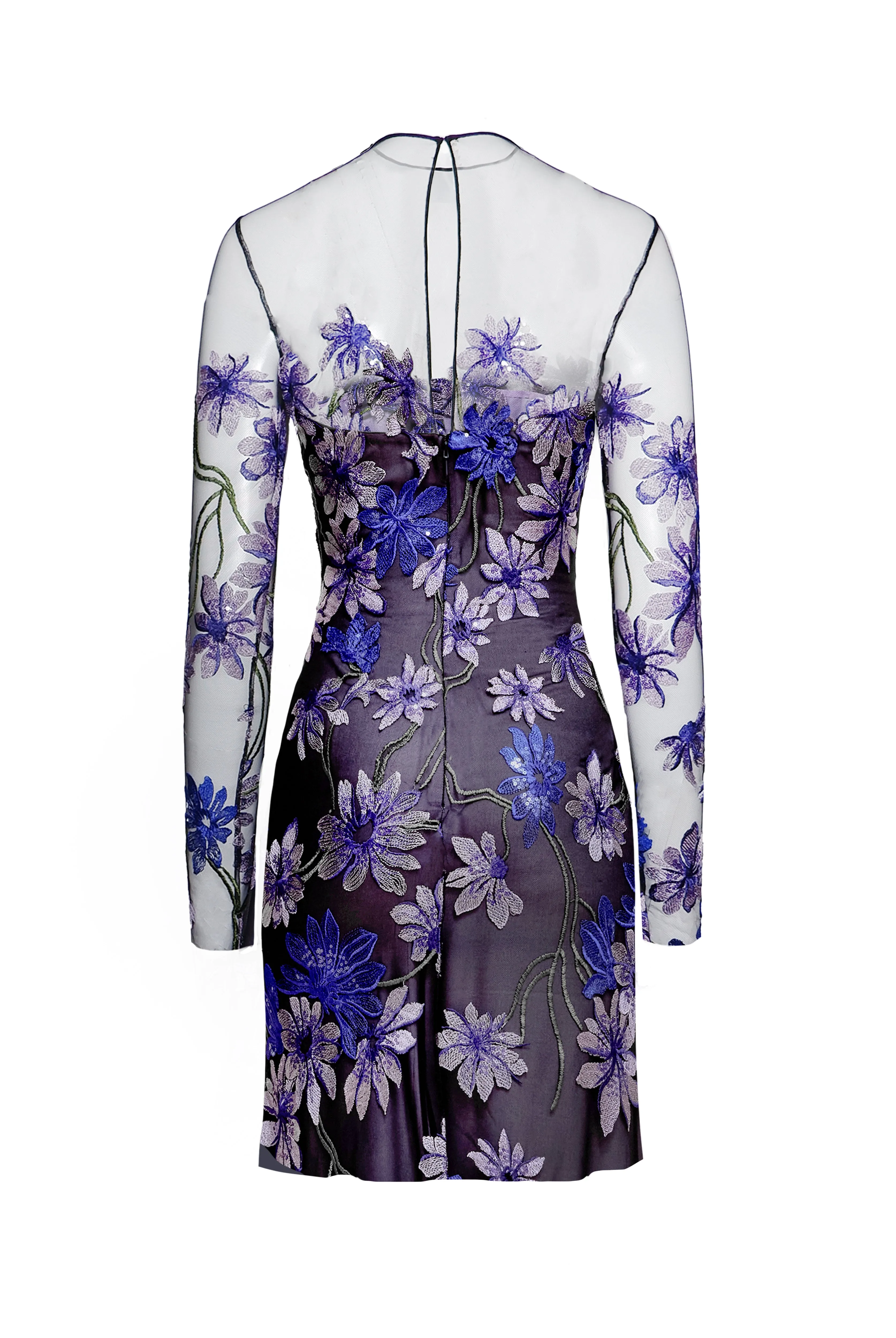 ILLUSION NECKLINE LONG SLEEVE DRESS sold by Naeem Khan product image thumbnail 2