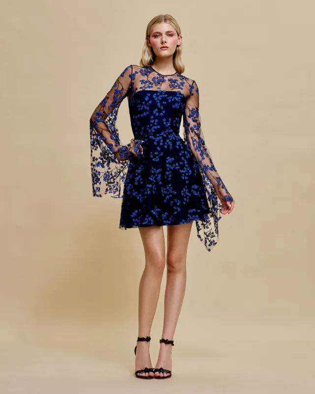 JEWEL NECK DRESS WITH CASCADING SLEEVES sold by Naeem Khan