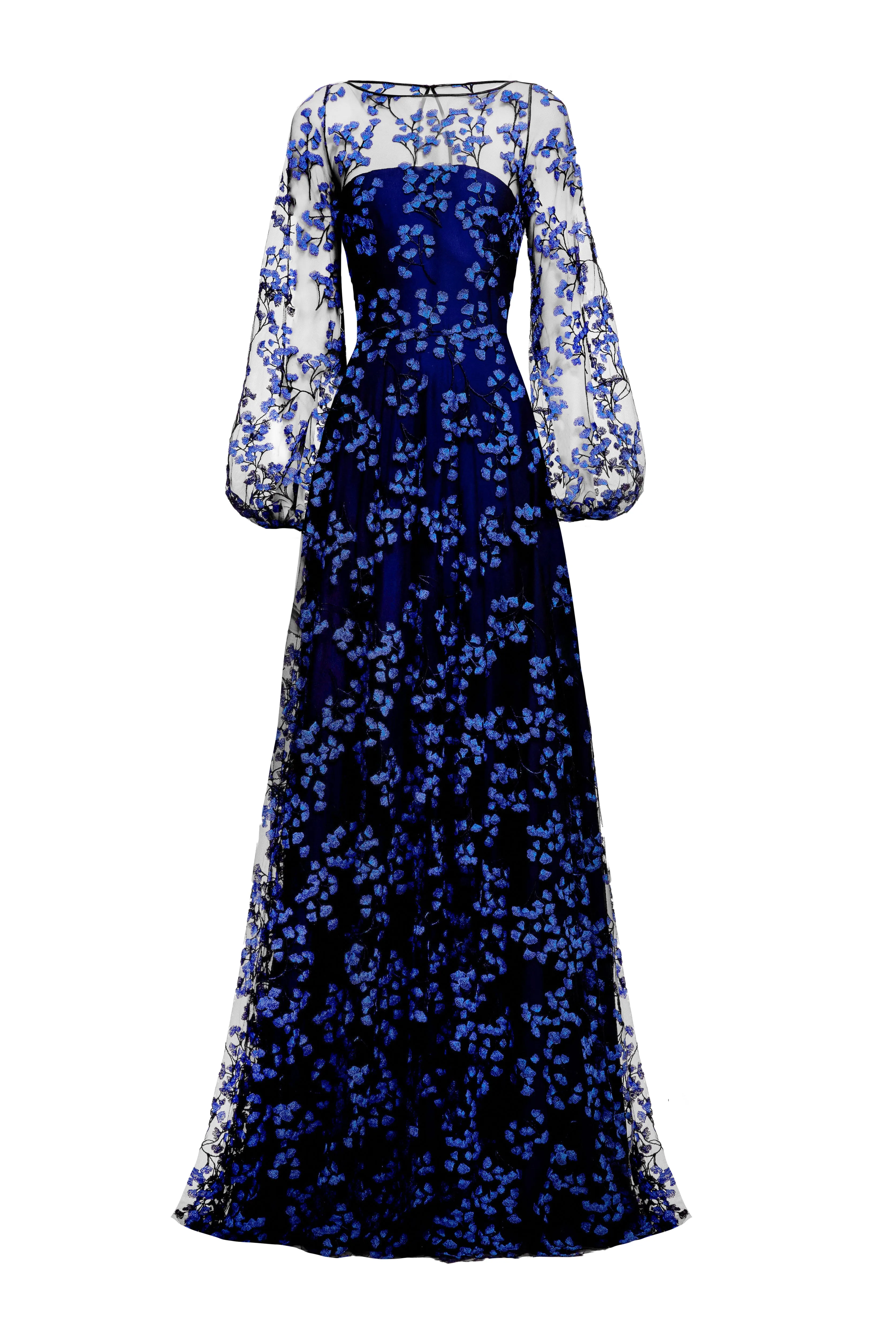 BOAT NECK FULL SKIRT GOWN WITH BLOUSON SLEEVES sold by Naeem Khan product image thumbnail 2