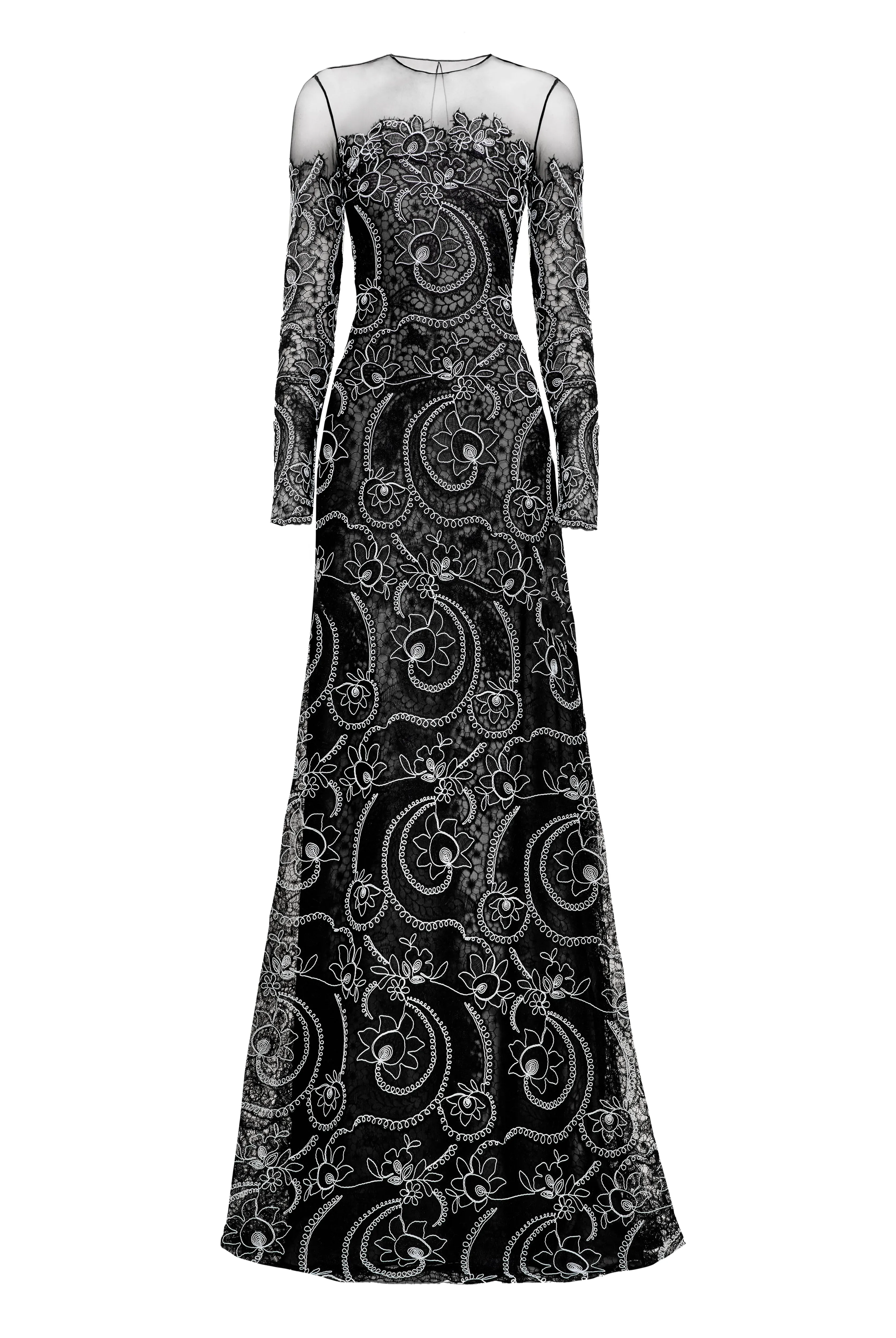 JEWEL NECK A-LINE GOWN WITH LONG SLEEVES sold by Naeem Khan product image thumbnail 2