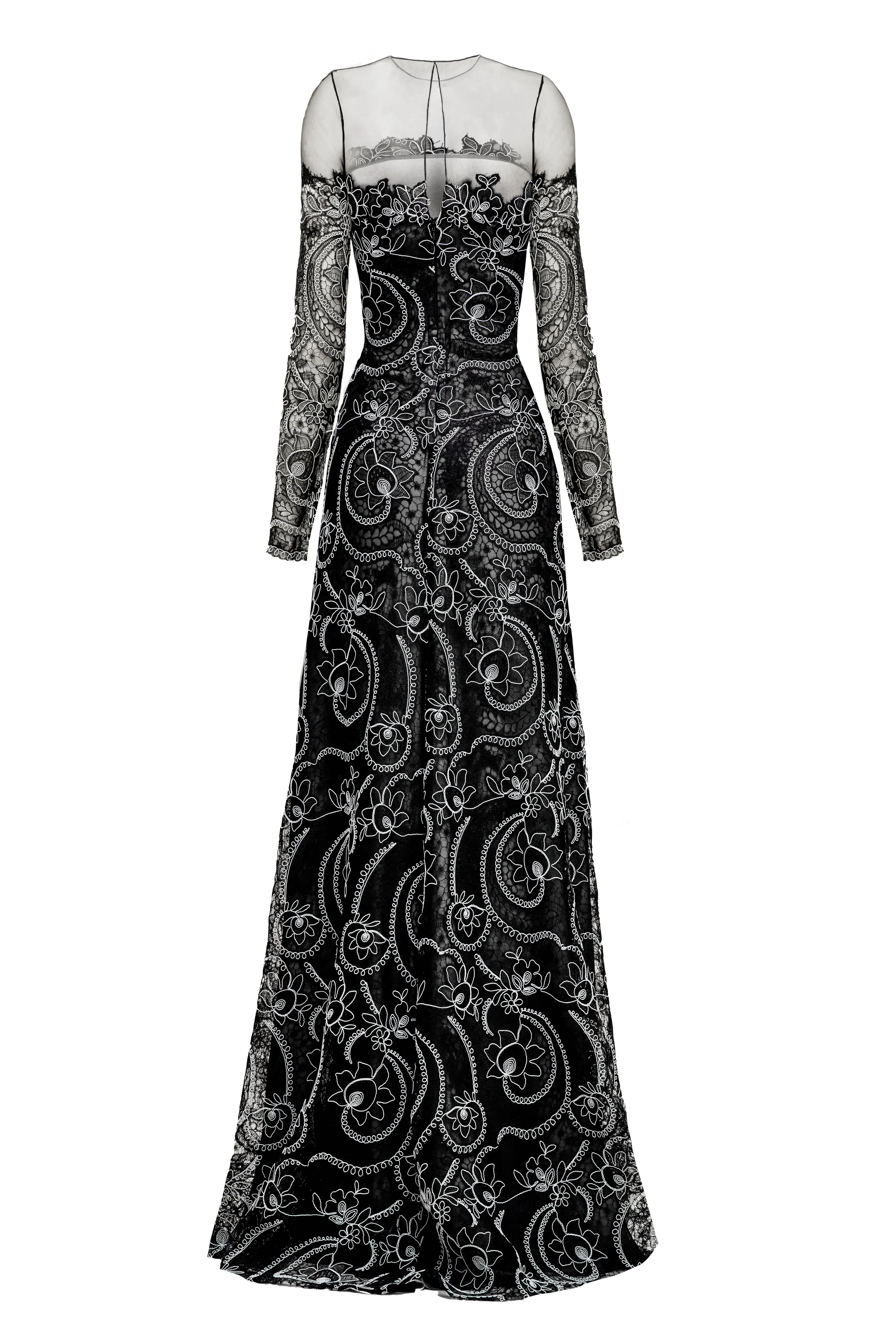 JEWEL NECK A-LINE GOWN WITH LONG SLEEVES sold by Naeem Khan product image thumbnail 3